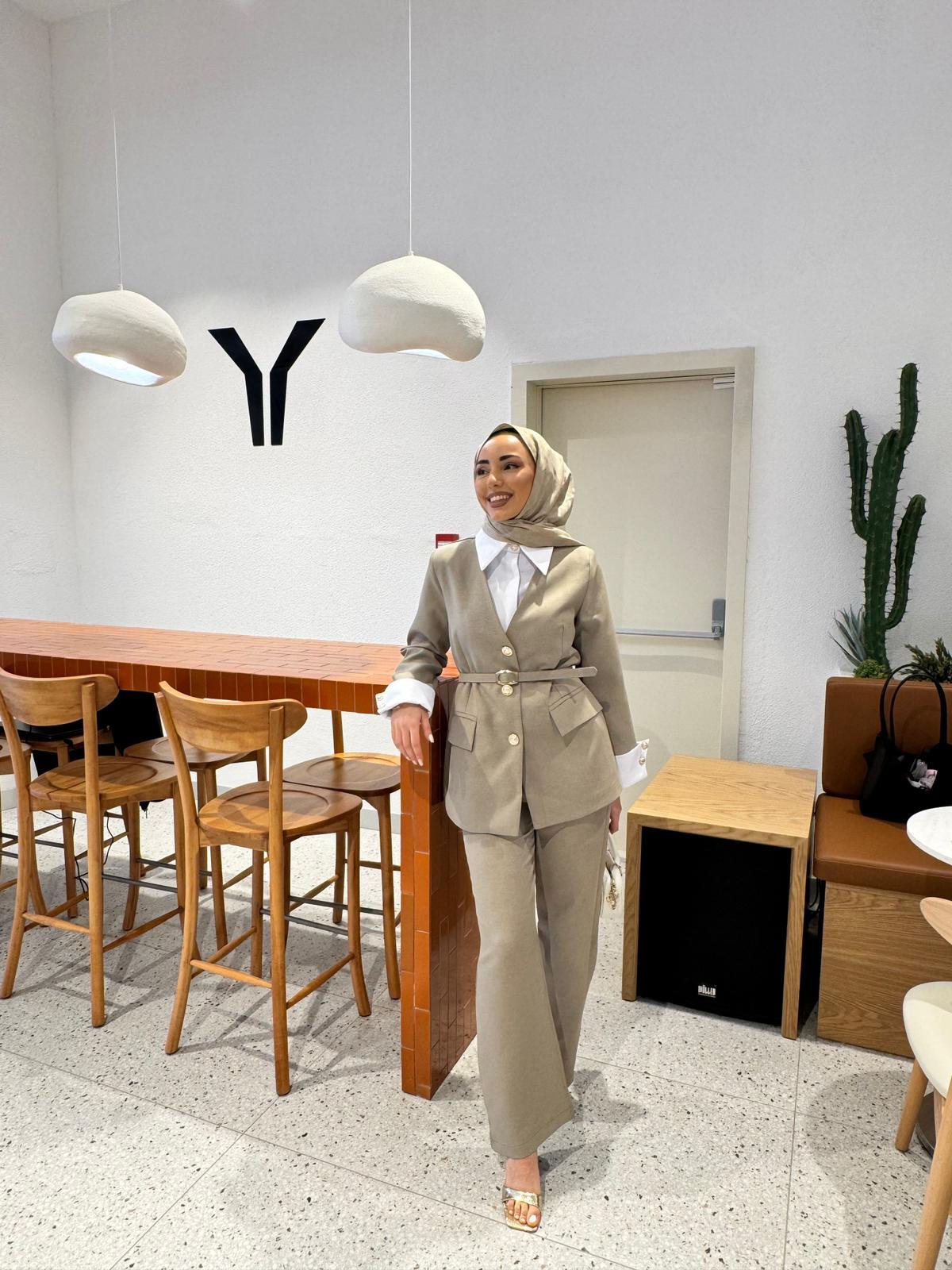 9338-Pantolon Takım-Yeşil