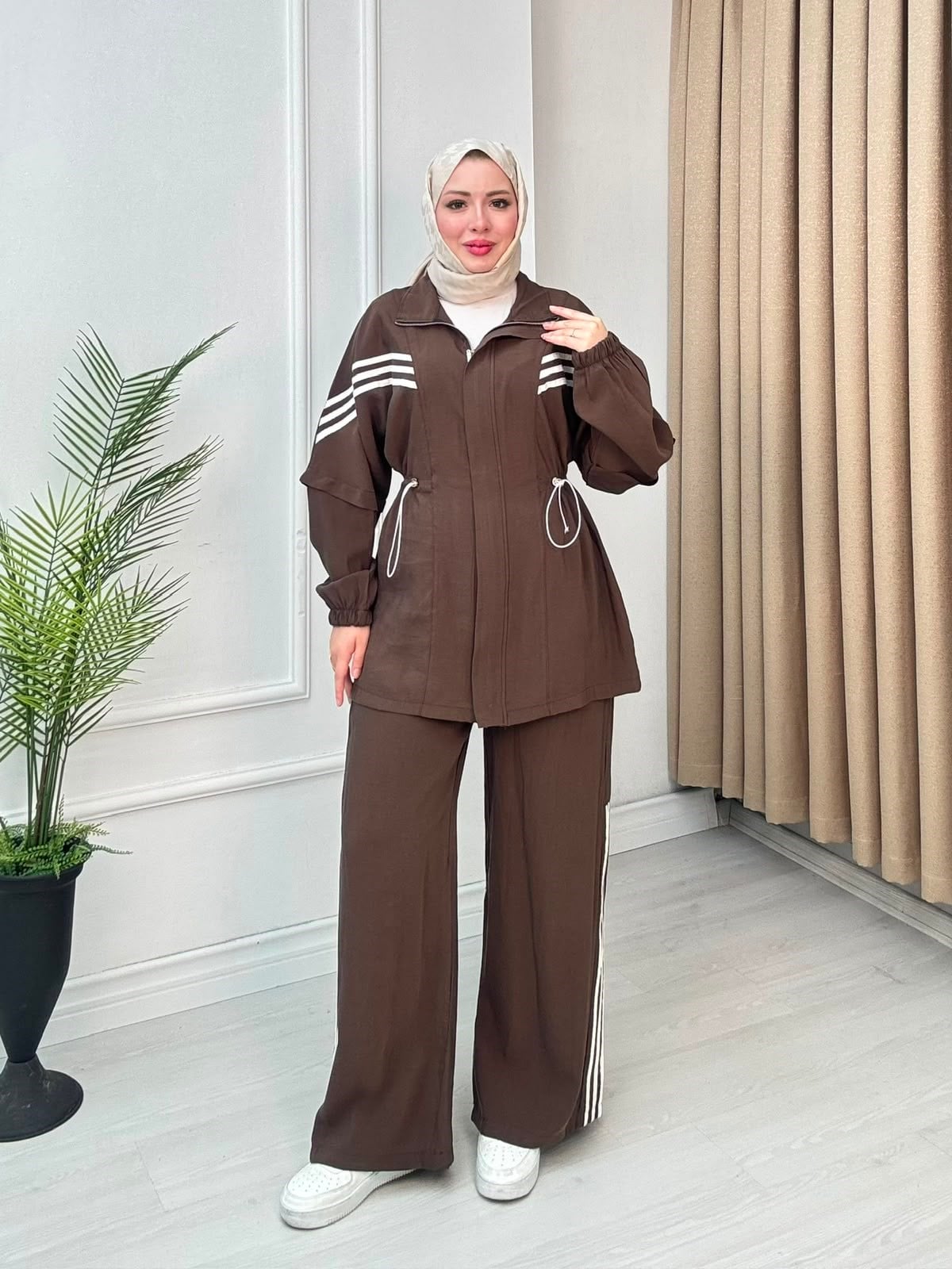 Br5570-Çizgili Spor Takım-Kahverengi
