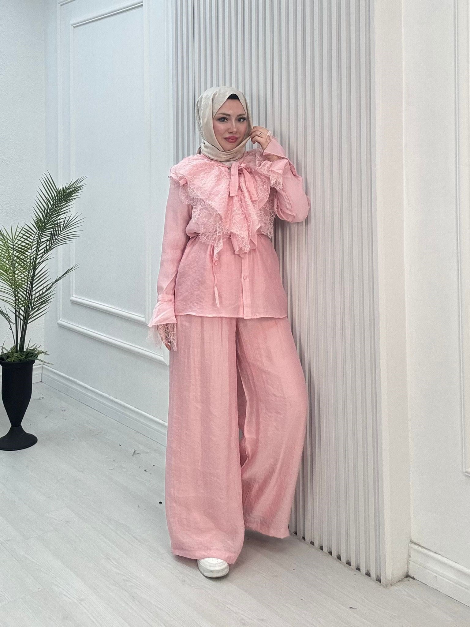 Dn3633-Alaçatı Vual Takım-Pembe