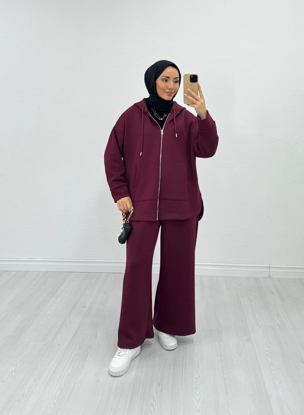 Ex0000-Kapüşonlu Takım-Bordo