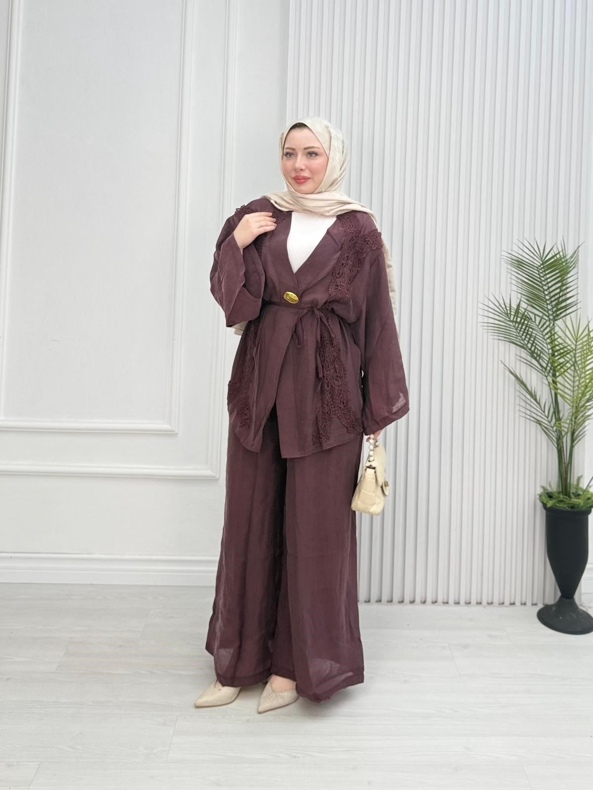 Fb5366-Safir Pantolon Takım-Mürdüm