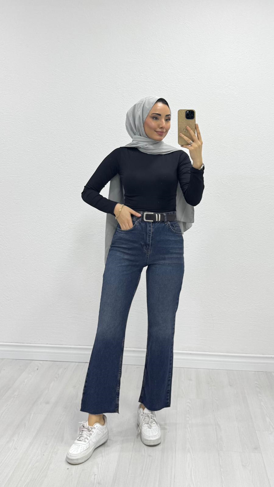 Fx7664-Düz Paça Jean-Lacivert