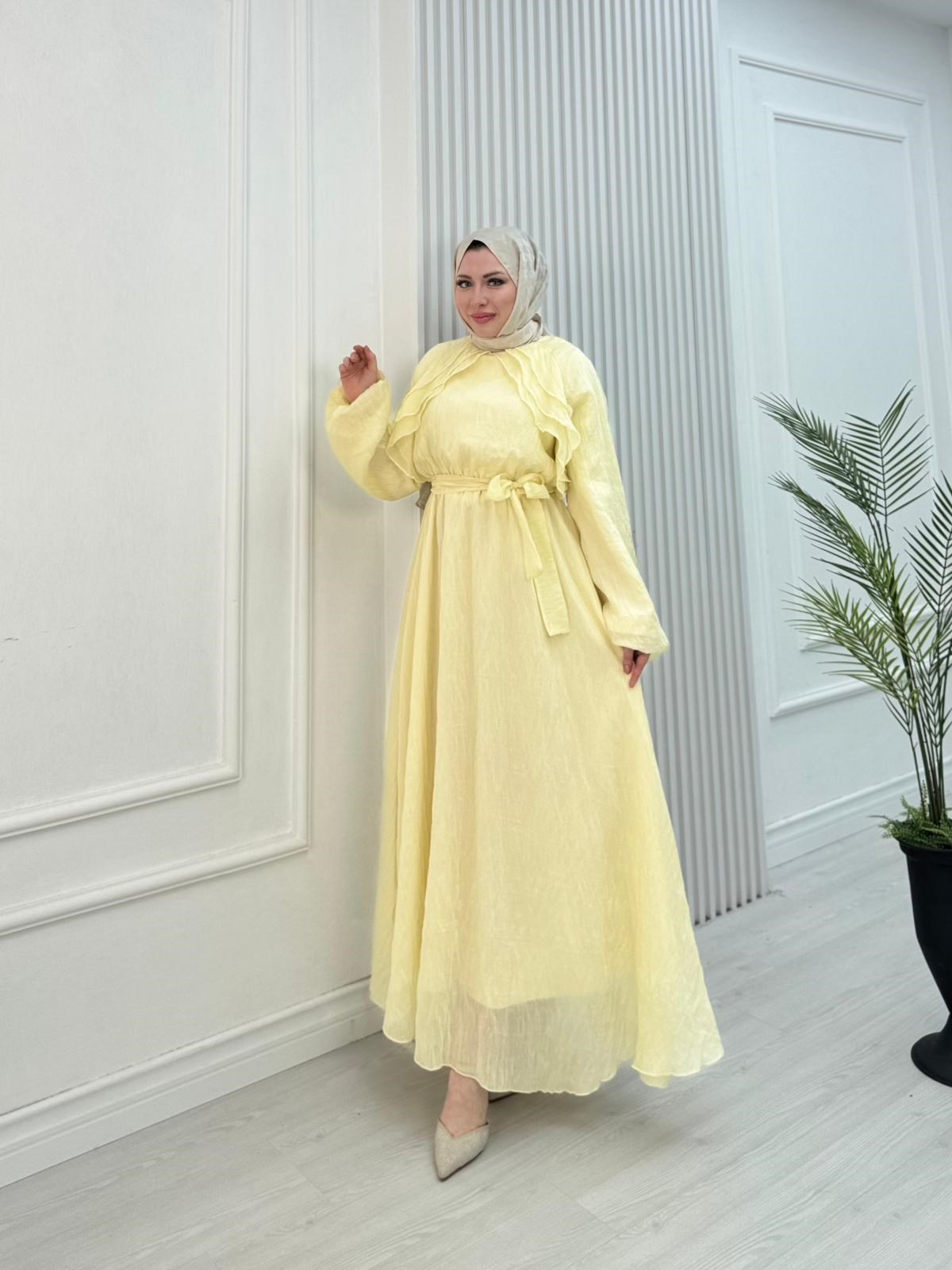 Gw2560-Lisa Vual Maxi Elbise-Sarı