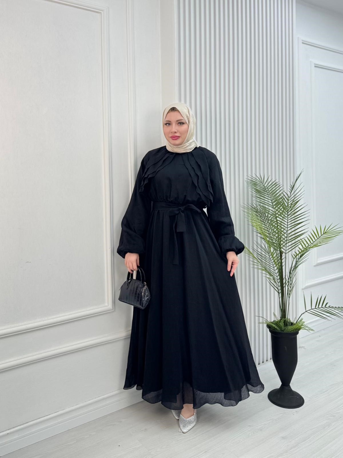 Gw2560-Lisa Vual Maxi Elbise-Siyah