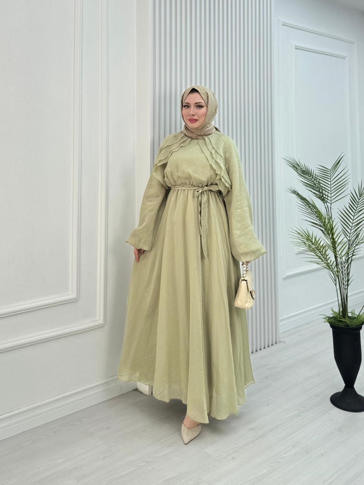 Gw2560-Lisa Vual Maxi Elbise-Yeşil