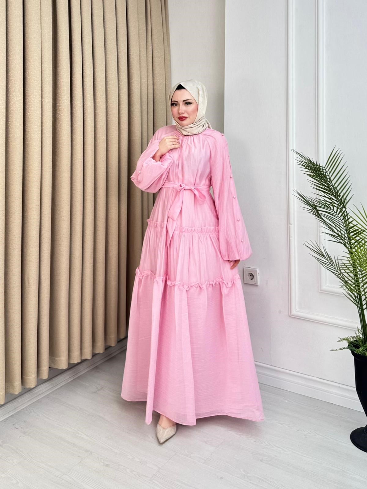Gw5301-Soft Romance Elbise-Pembe