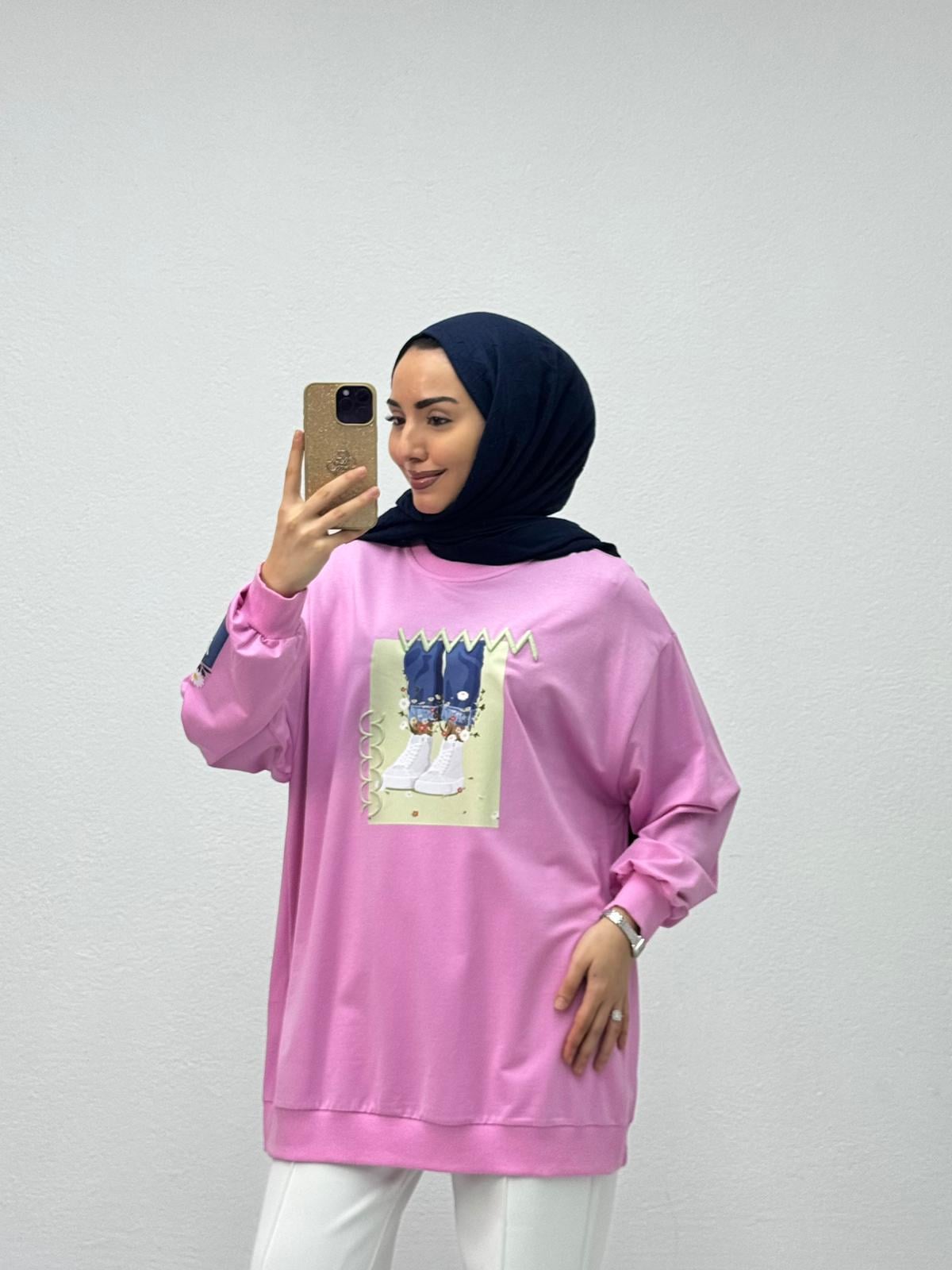 Hx3839-Basic Sweat-Pembe