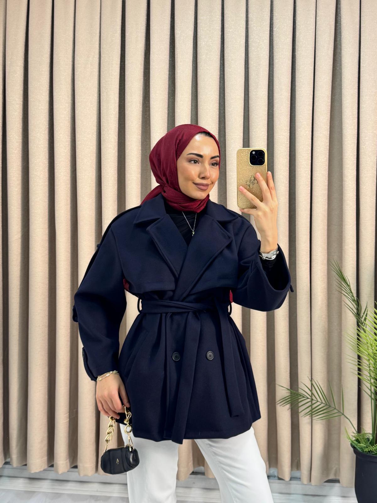 Hx4632-Kısa Kaban-Lacivert