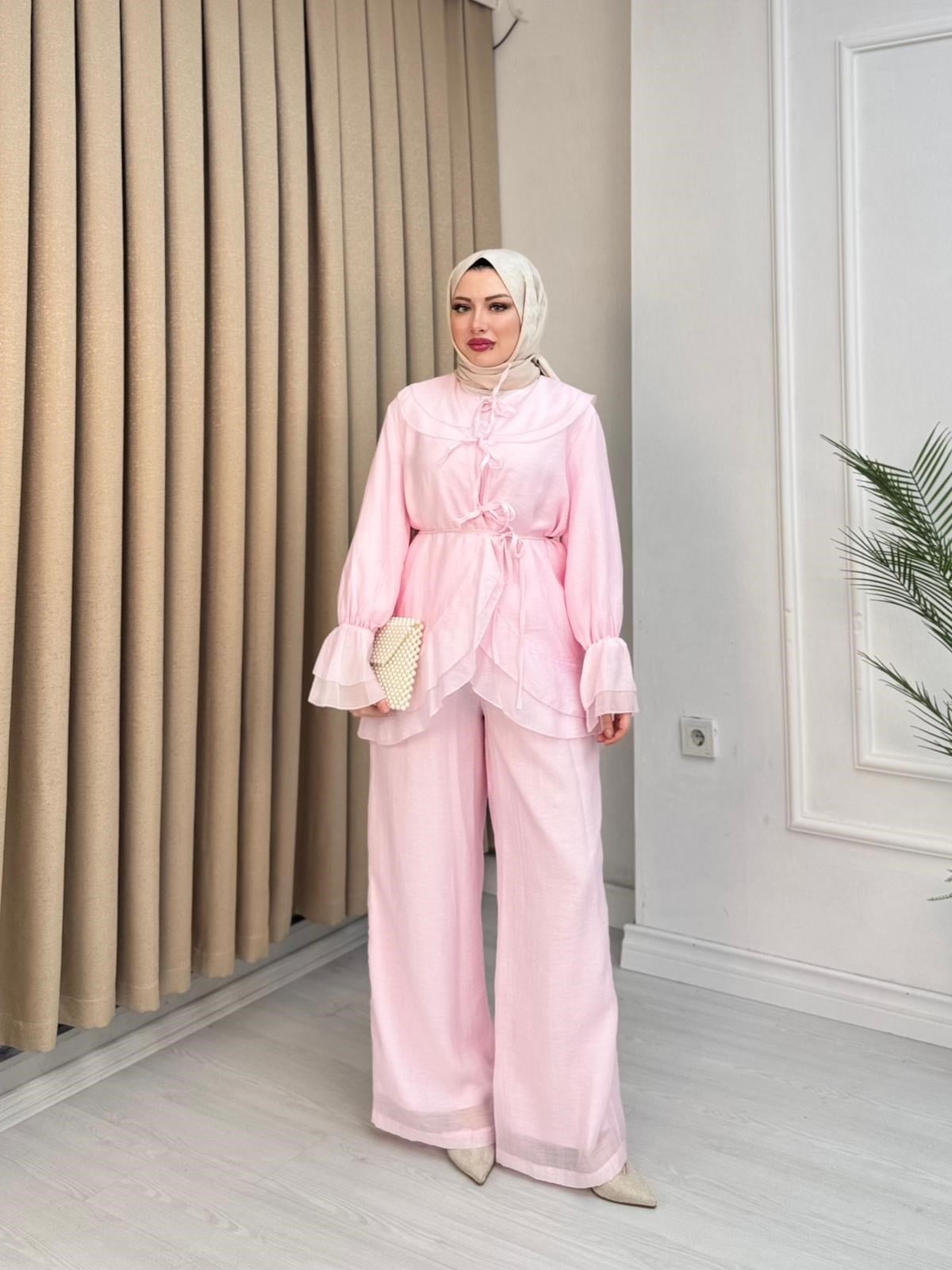 Jx3632-Vual Afro İkili Takım-Pembe
