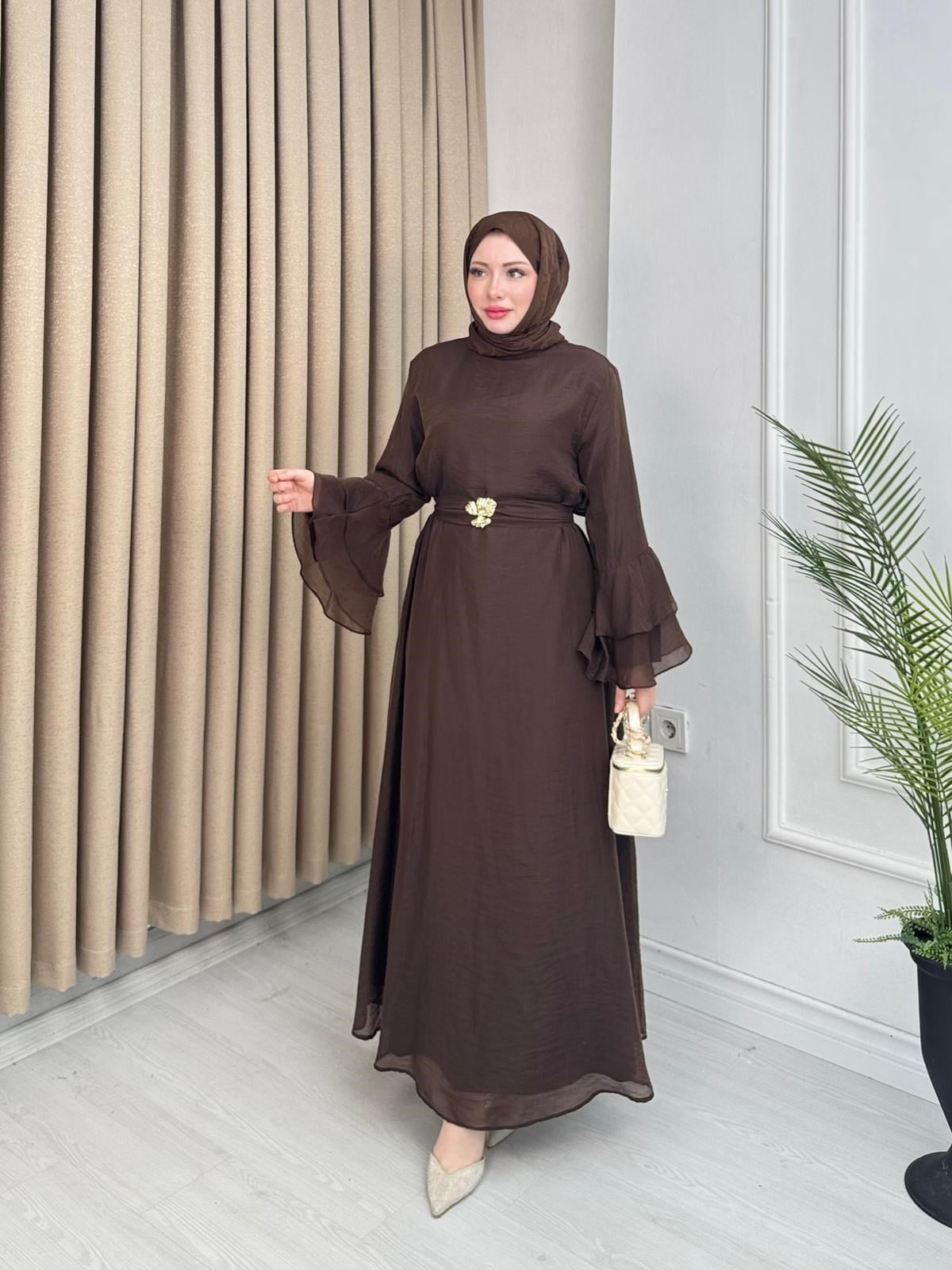 Kd5300-Vual Elbise-Kahverengi