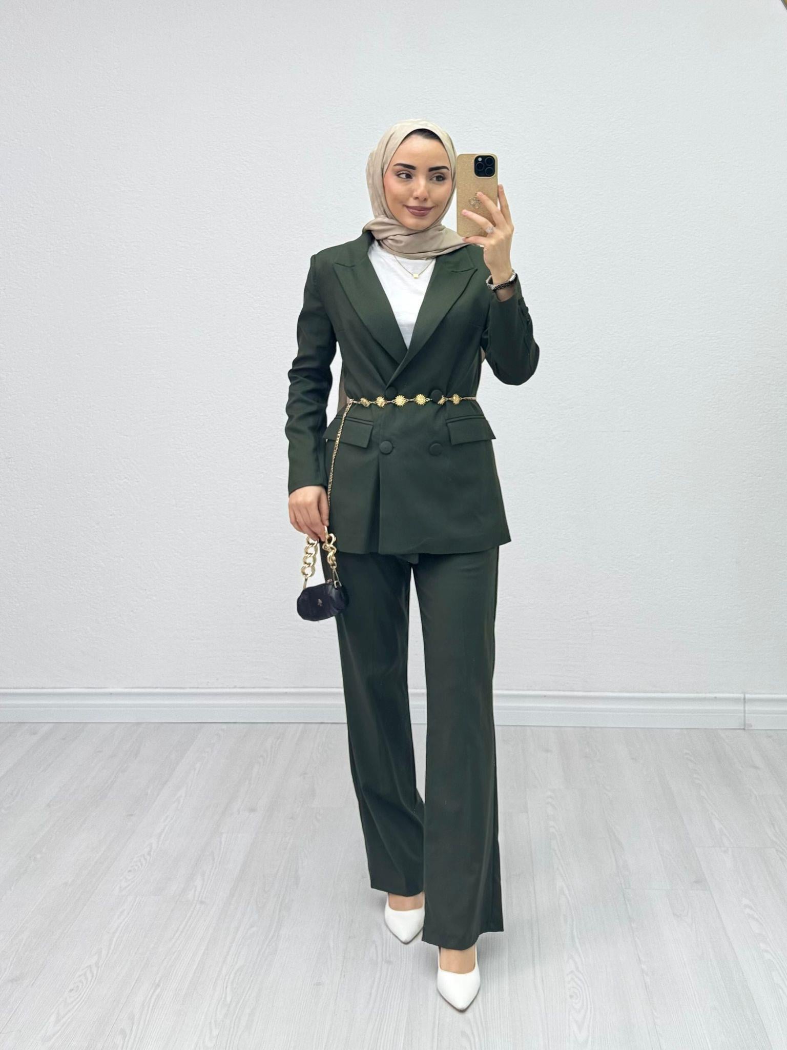Kx9678-Blazer Takım-Haki