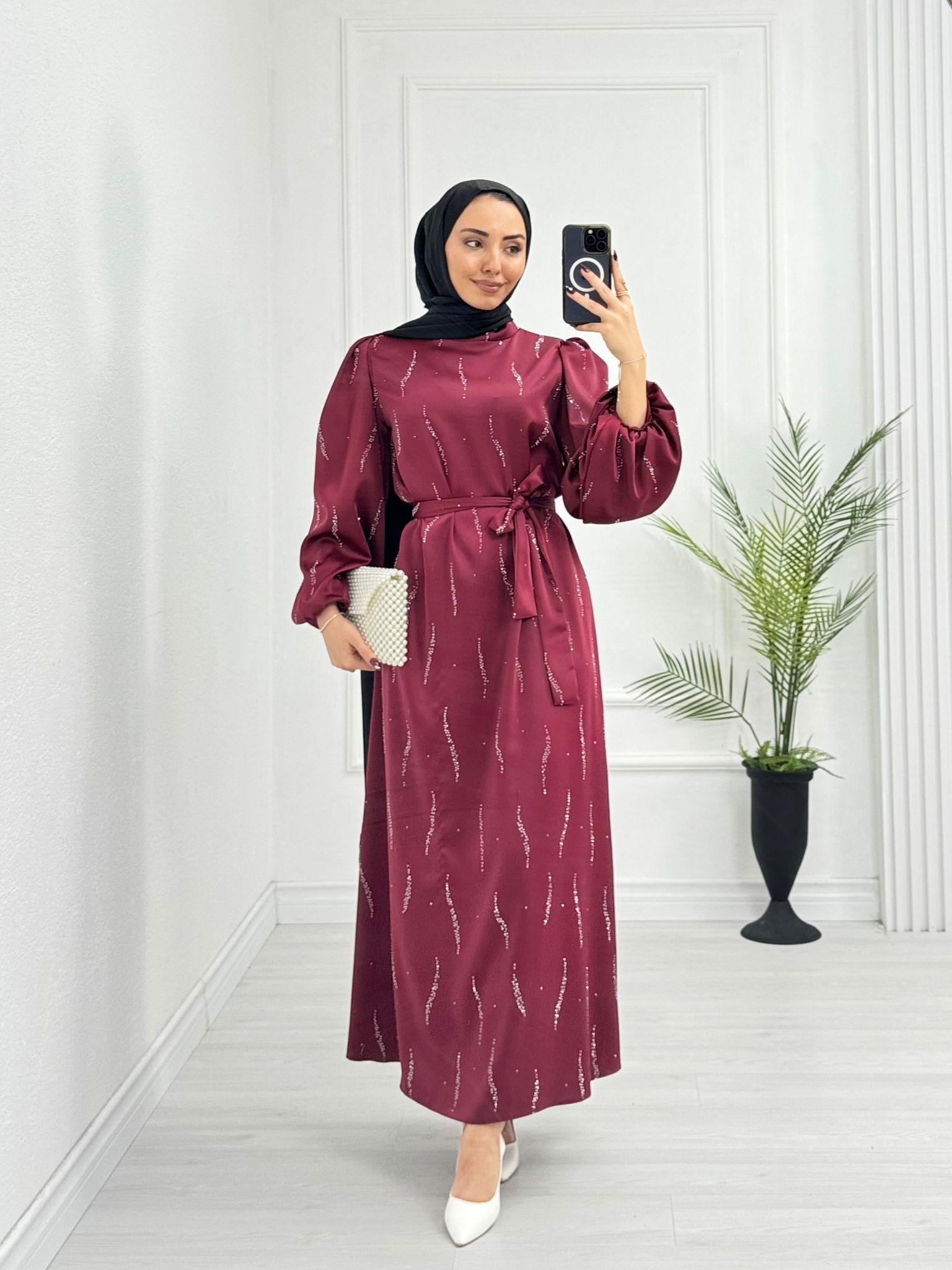Lx3334-Eftelya Abiye-Bordo