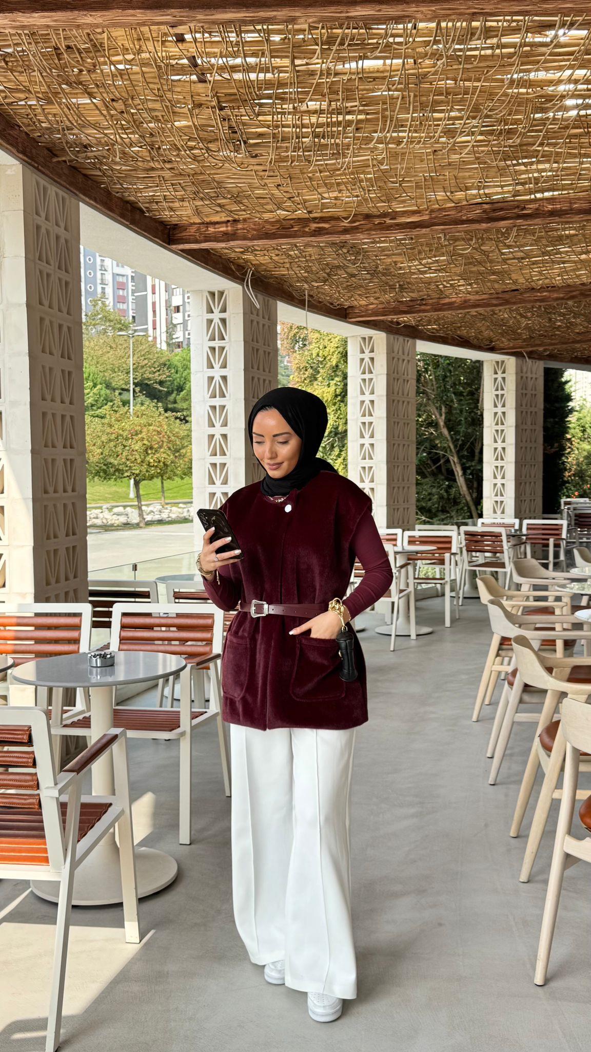 Px0102-Mira Kürk Yelek-Bordo