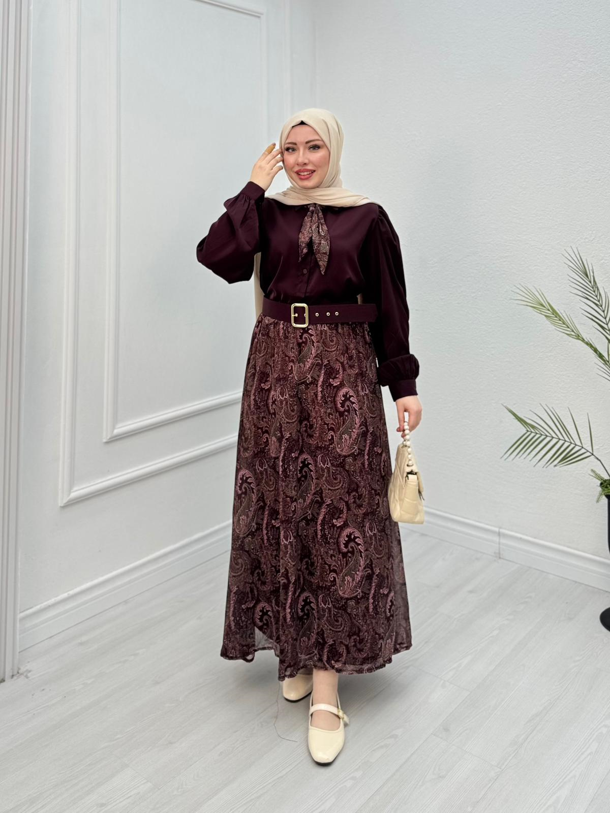 Qb3456-Maria Etek Takım-Mürdüm