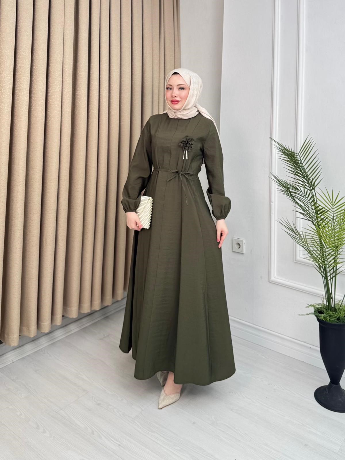 Qb5296-Melisa Tensel Elbise-Yeşil