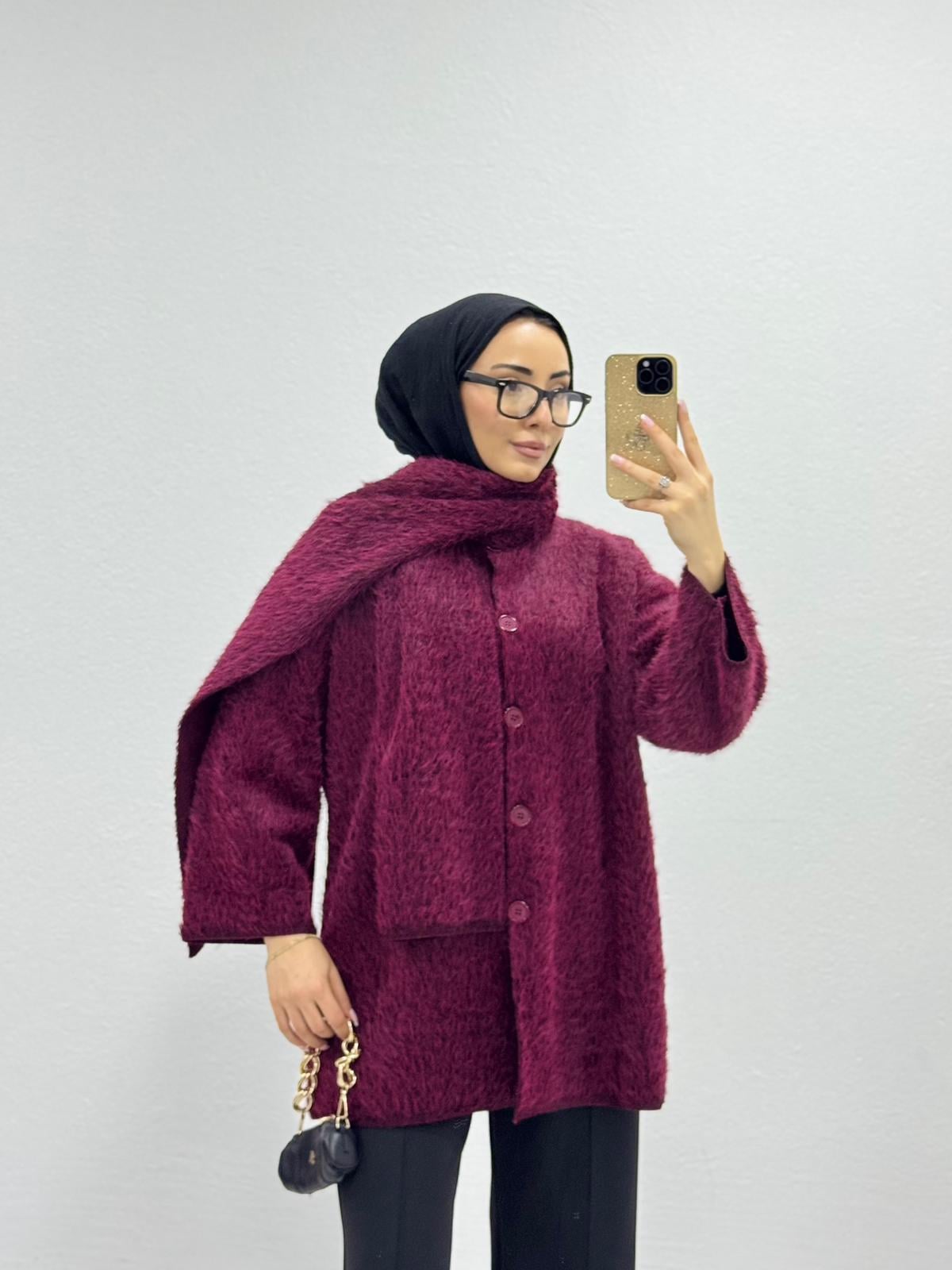 Qx3876-Atkılı Ceket-Bordo
