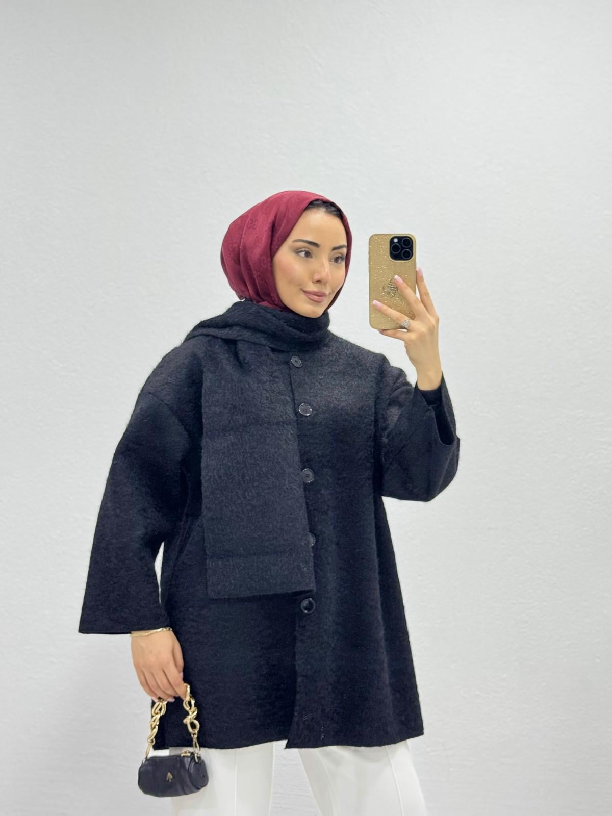 Qx3876-Atkılı Ceket-Siyah