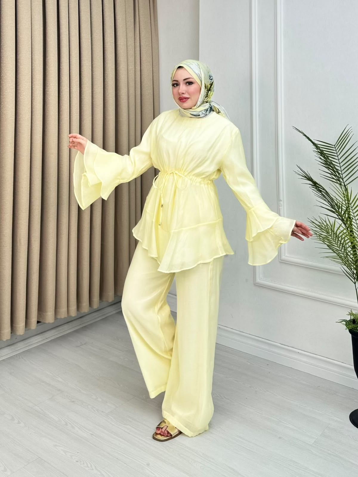 Rb5559-Vloan Detay Takım-Açık Sarı