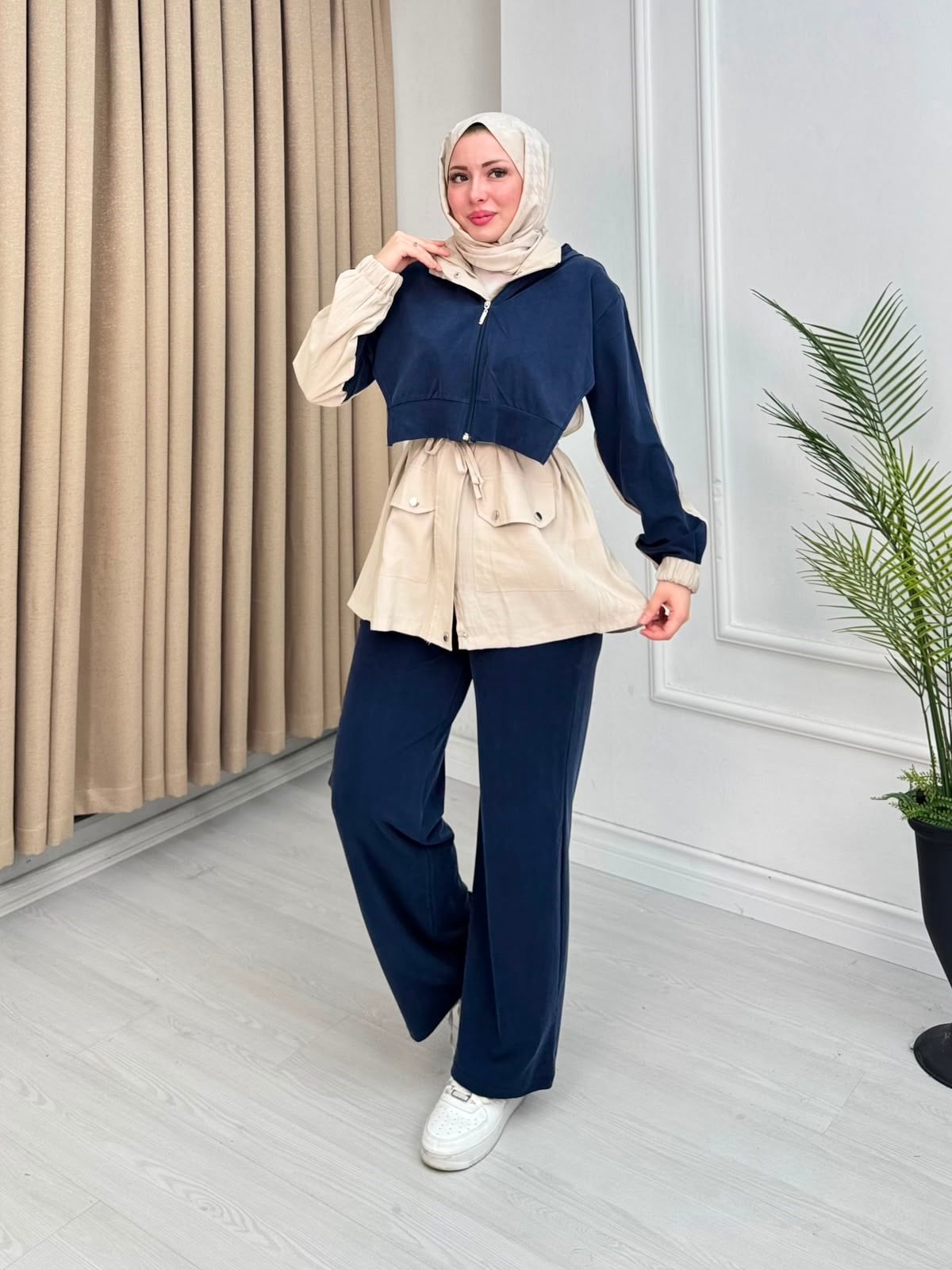Rb5562-Tensel Çıtçıtlı PantolonluTakım-Lacivert