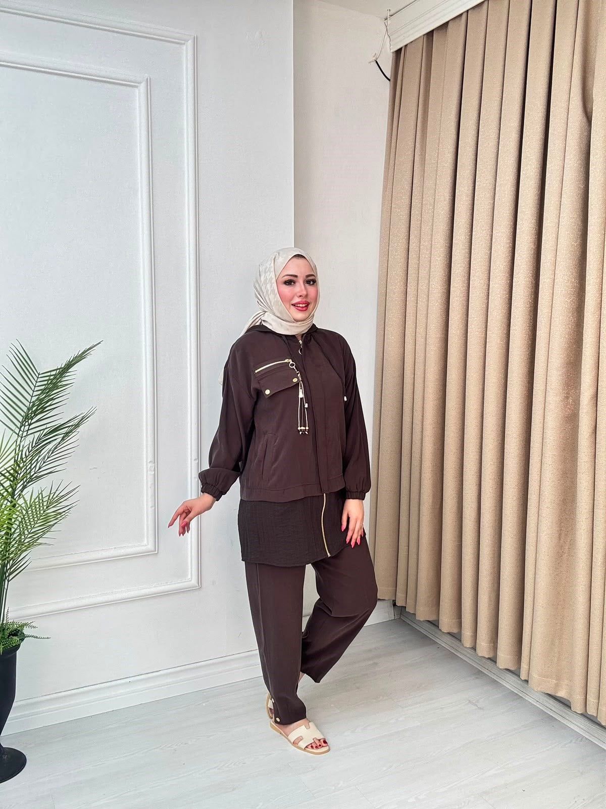 Rb5569-Aslin Spor İkili Takım-Koyu Kahverengi