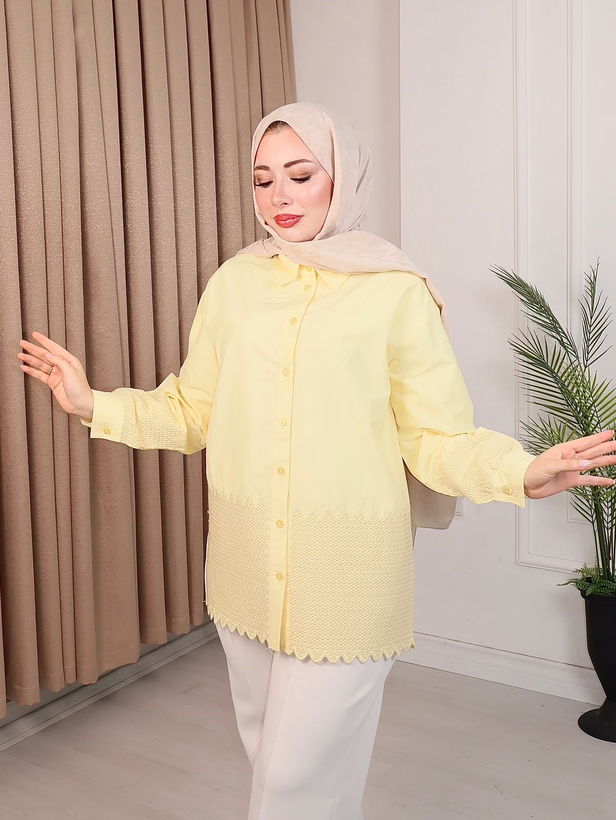 Rs2467-Poplin Gömlek-Sarı