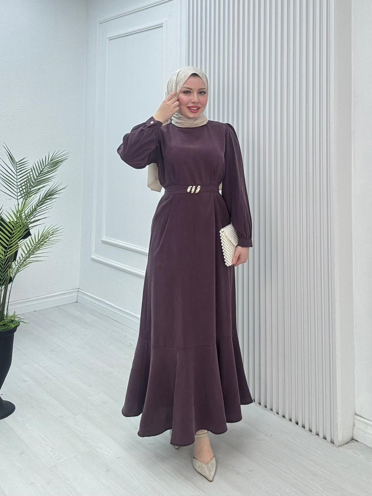 Rx2789-Şık Elbise-Mürdüm