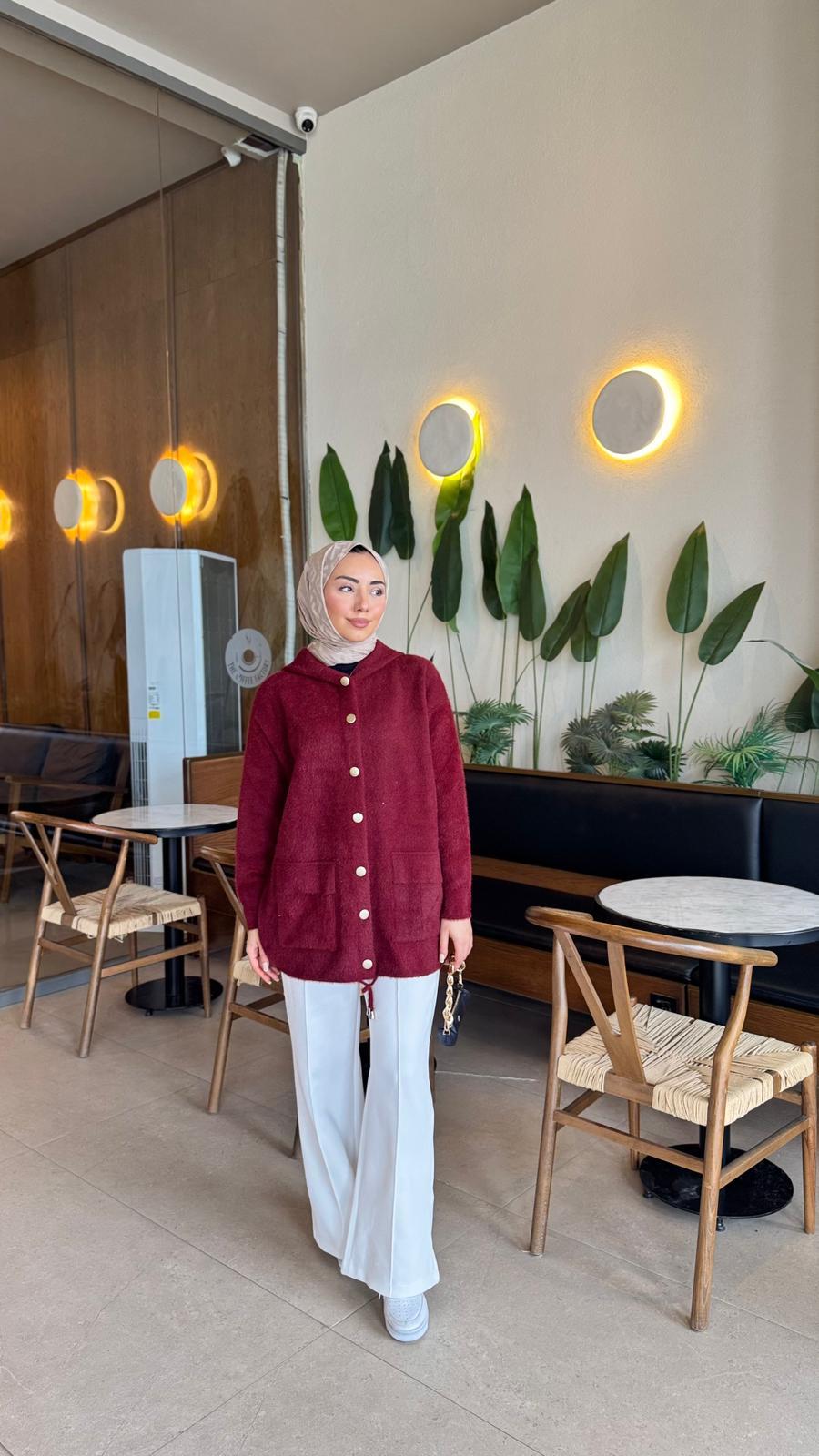 Rx5020-Peluş Hırka-Bordo