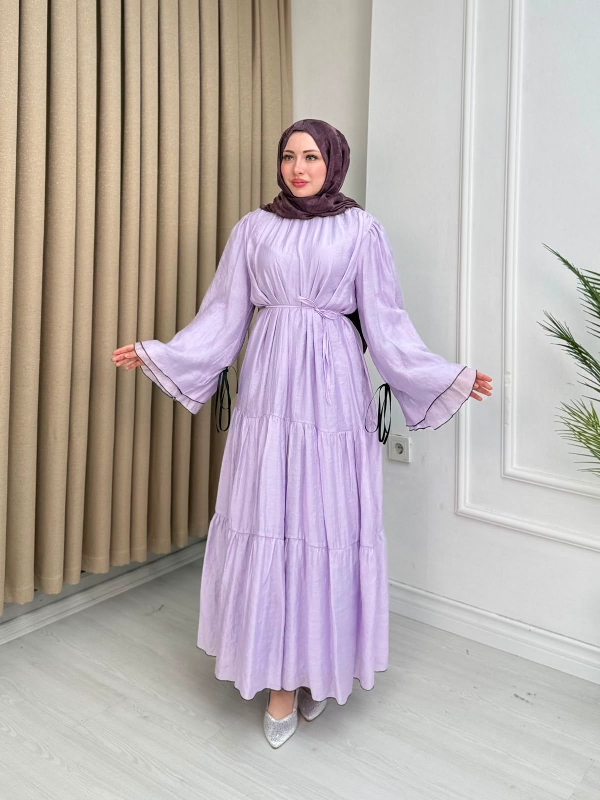Şd6790-Esila Vual Elbise-Mor