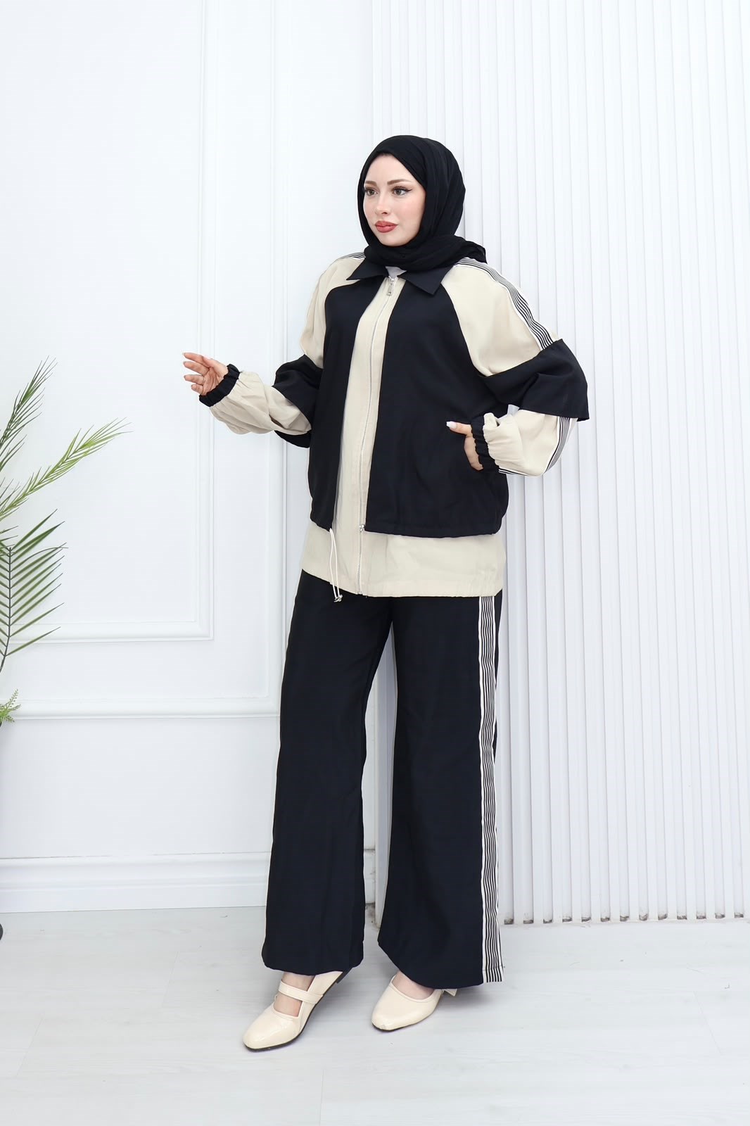 Sr5579c-Vual Cepli Fermuarlı Pantolon Takım-Siyah