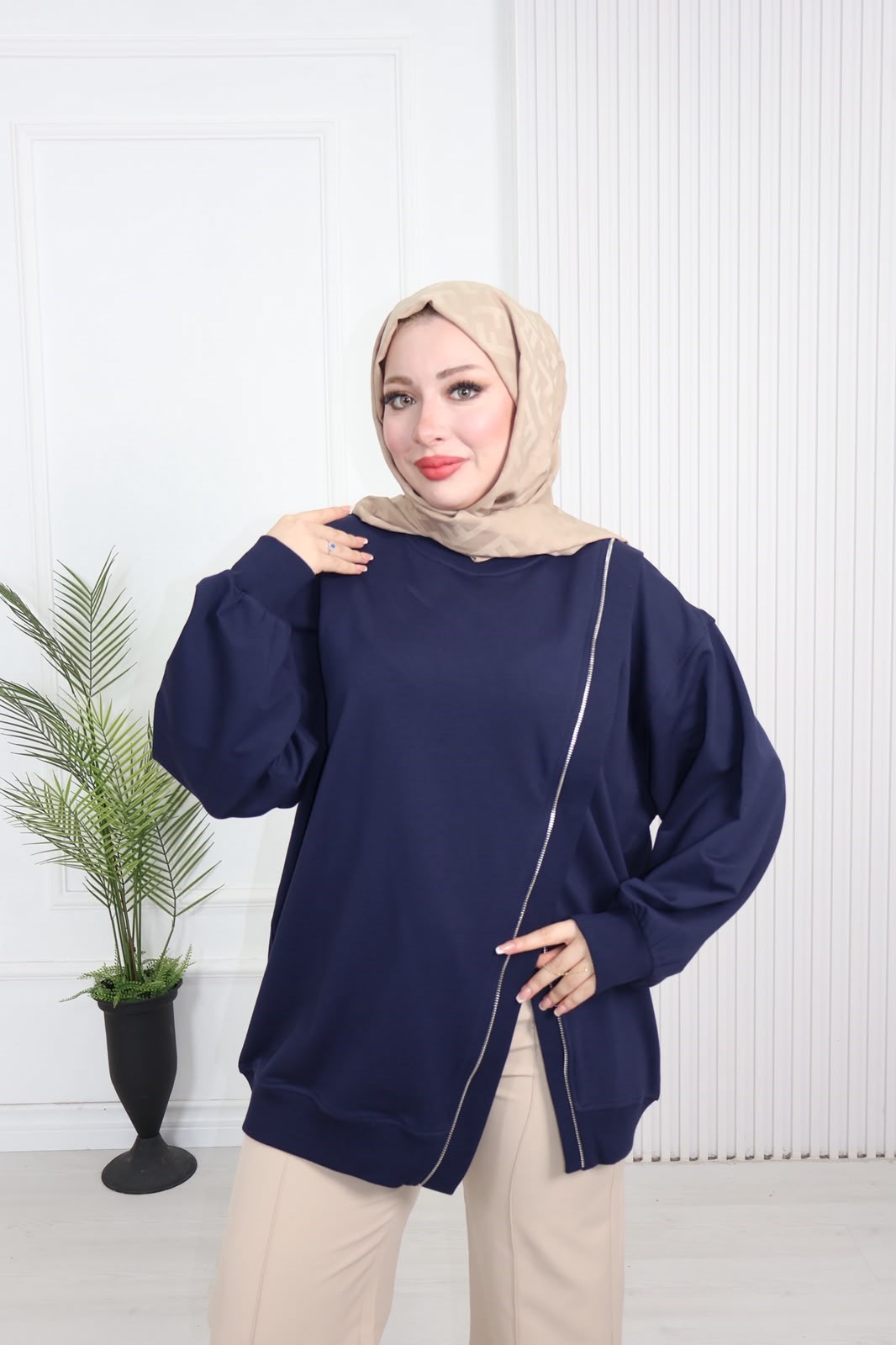 Wb6382-Kruvaze Tasarım Sweat-Lacivert