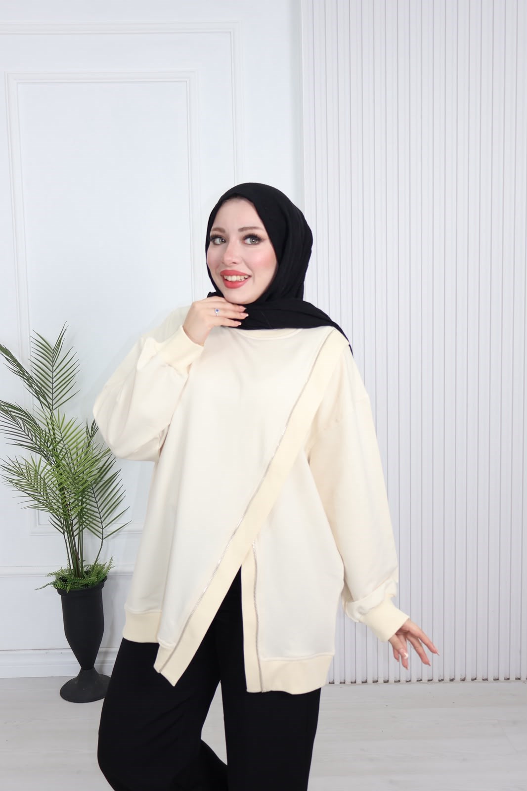 Wb6382-Kruvaze Tasarım Sweat-Vizon