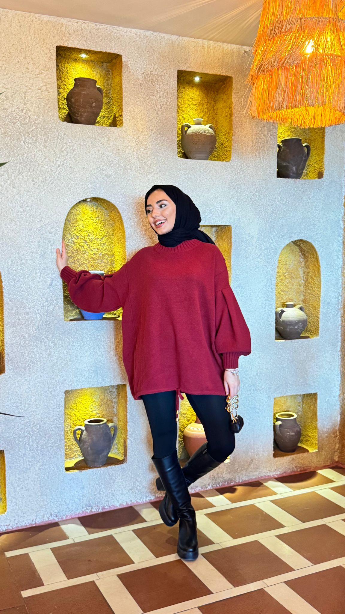 Yx5071-Basic Oversize Kazak-Bordo