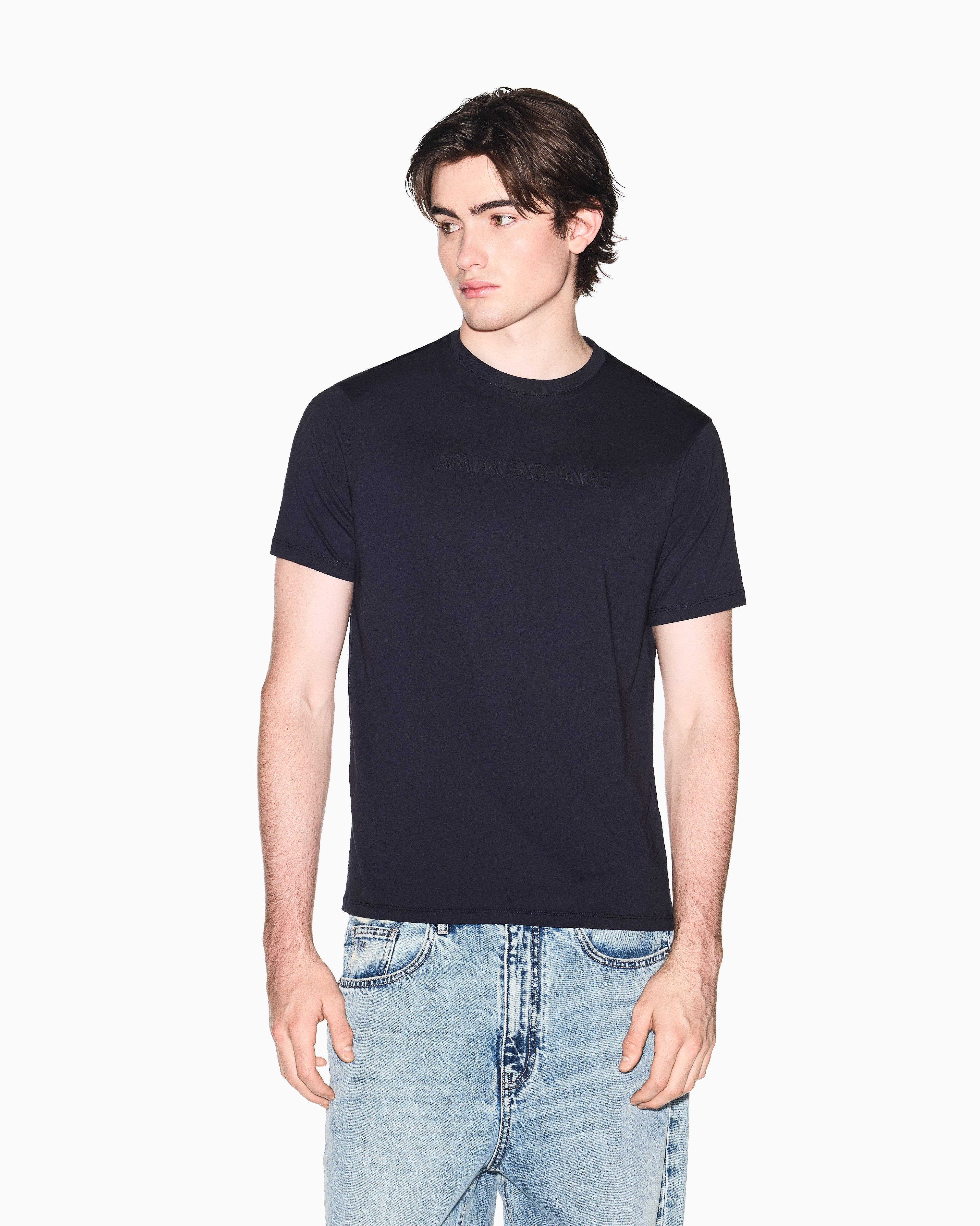 Armani Exchange Armani Exchange Erkek Kısa Kol Bisiklet Yaka Pamuklu Düz Lacivert T-Shirt XM002467 AF10356-UB101