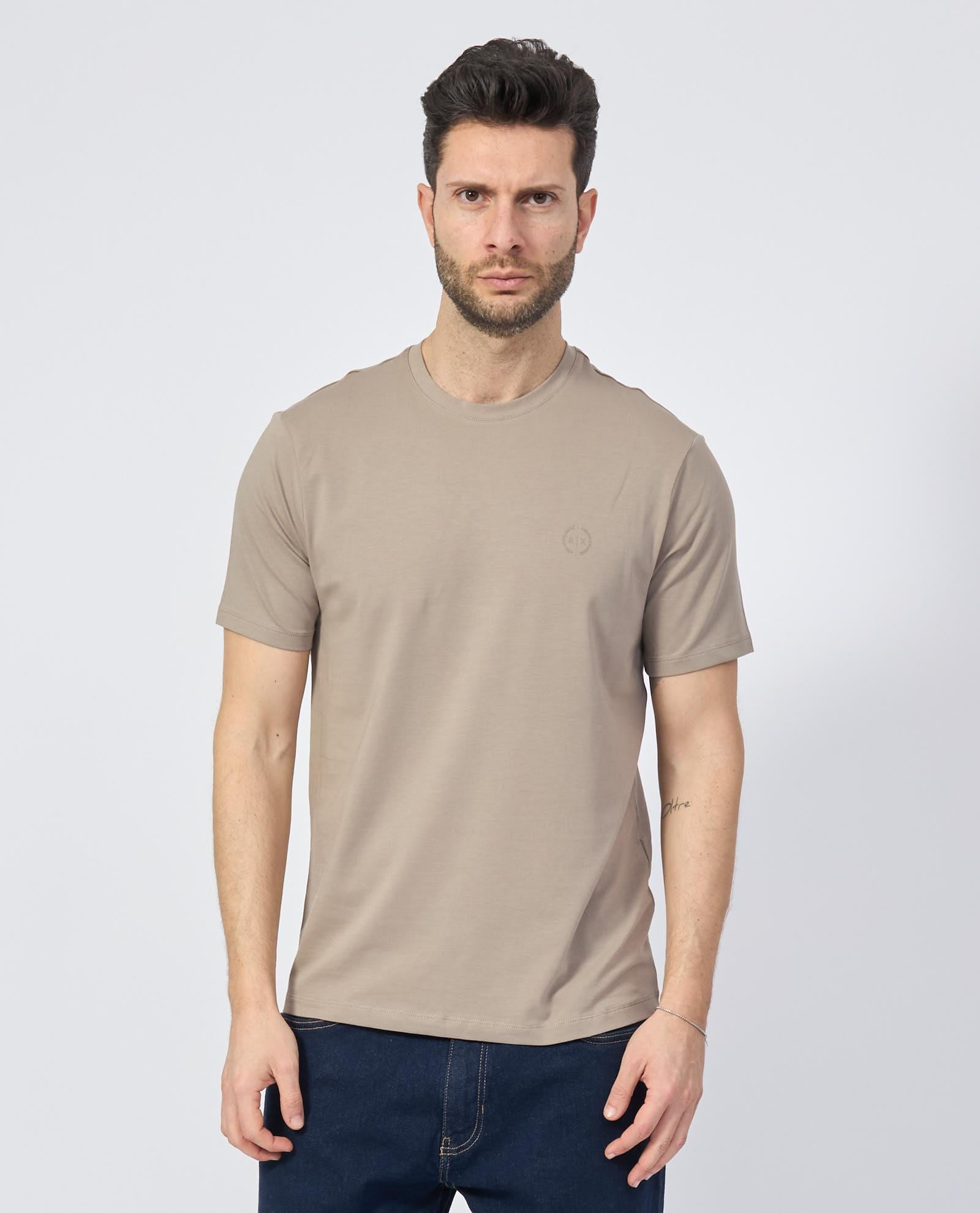 ARMANI EXCHANGE Armani Exchange Erkek Normal Kesim Yuvarlak Yaka Pamuklu Kısa Kollu Bej T-Shirt 8NZT84 Z8M9Z-U6167