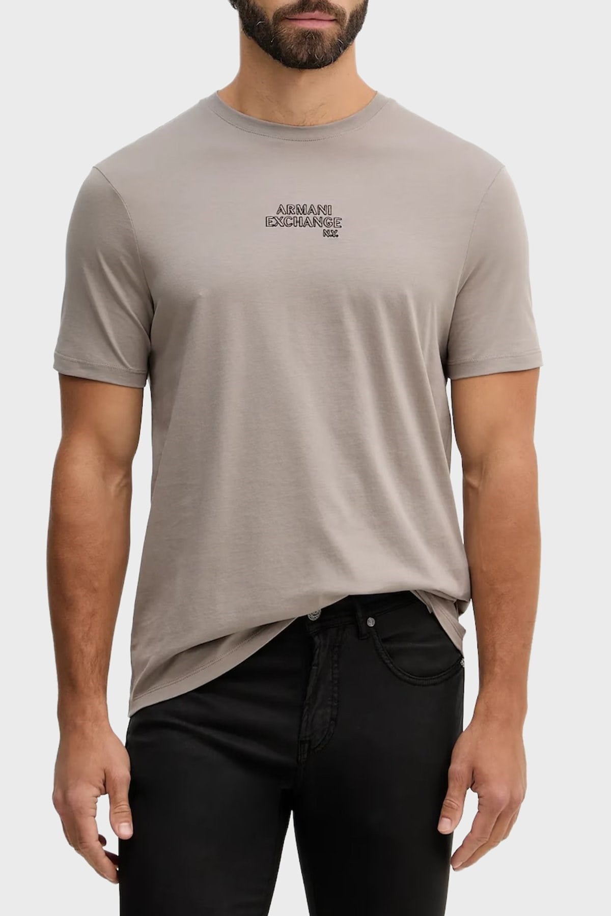 Armani Exchange Armani Exchange Erkek Logo Detaylı Yuvarlak Yakalı Kısa Kollu Bej T-Shirt XM001784 AF10356-U6107