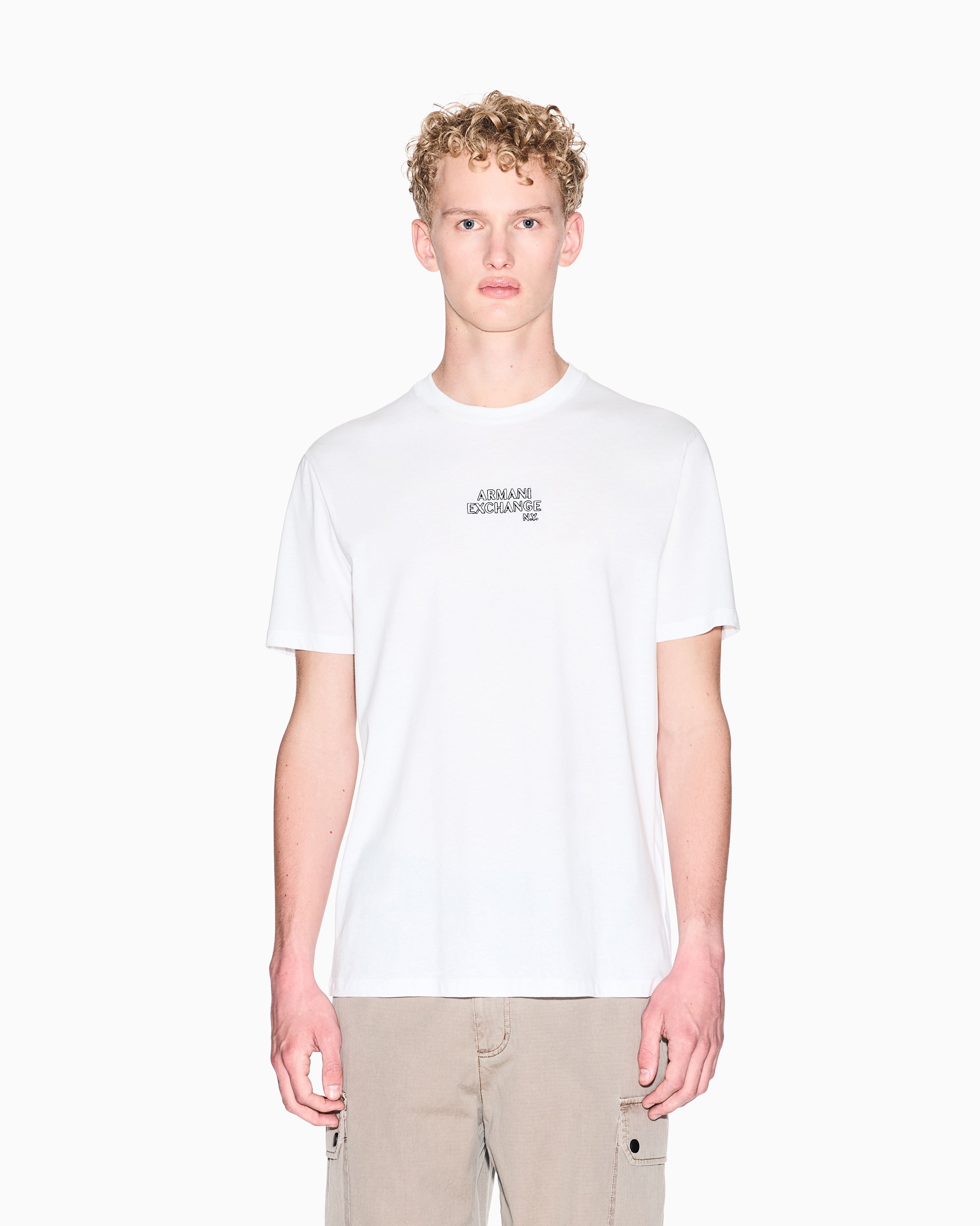 Armani Exchange Armani Exchange Erkek Logo Detaylı Yuvarlak Yakalı Kısa Kollu Beyaz T-Shirt XM001784 AF10356-U0009