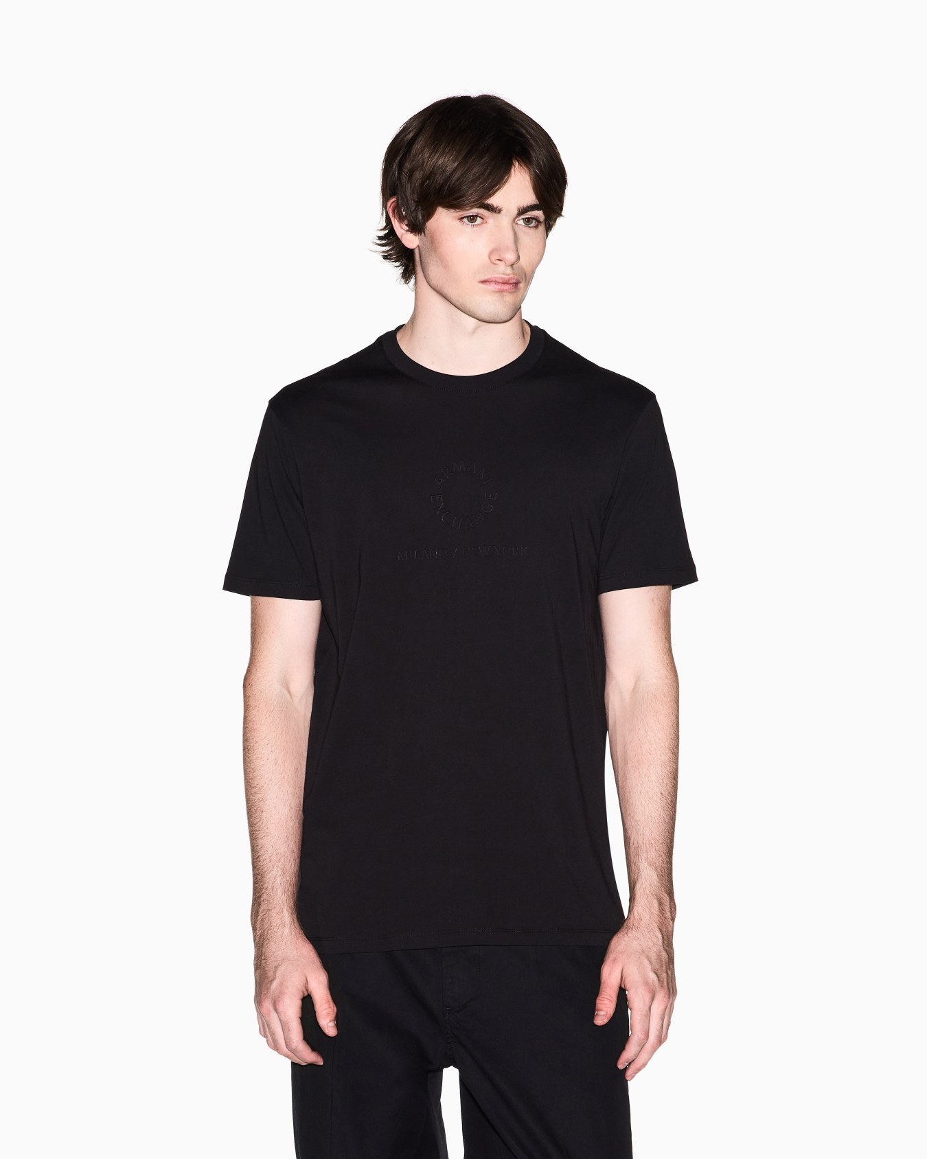 Armani Exchange Armani Exchange Erkek Normal Kalıp Yuvarlak Yakalı Logo İşlemeli Yuvarlak Yakalı Kısa Kollu Siyah T-Shirt XM002450 AF10356-UC001