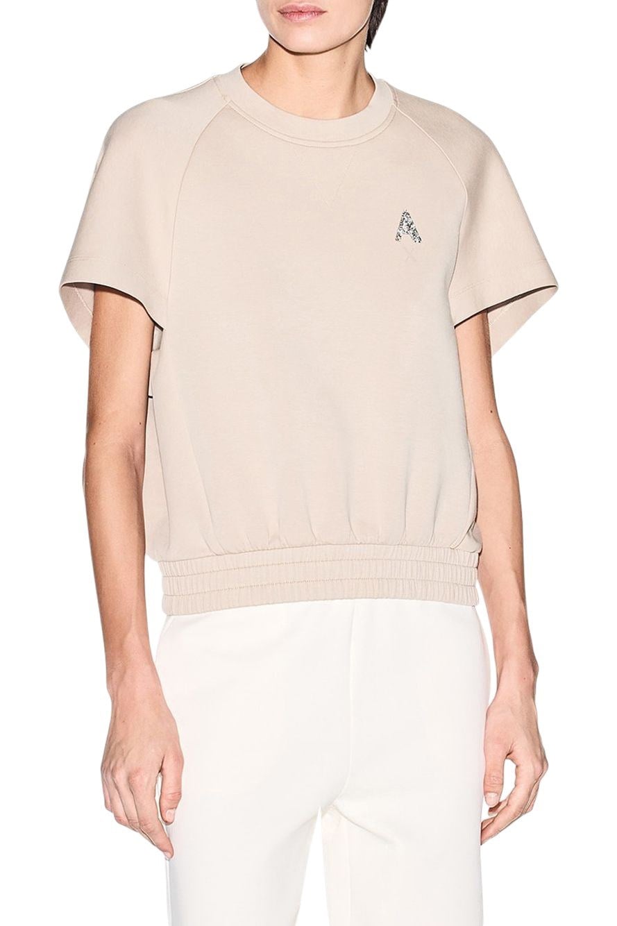 Armani Exchange Armani Exchange Kadın Yuvarlak Yaka Kısa Kol Düz Regular Fit Bej Sweatshirt XW002050 AF21298-U6223