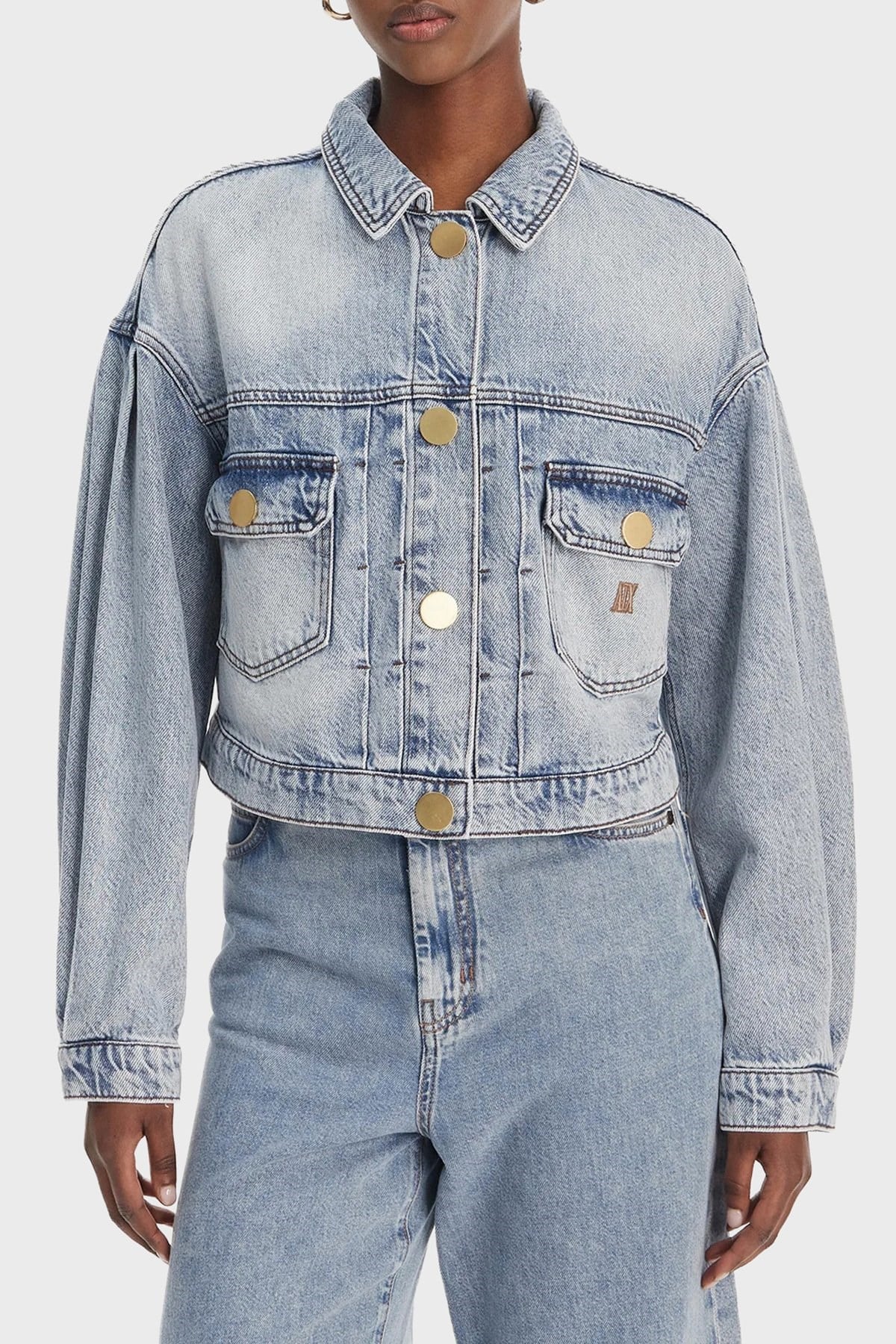 Armani Exchange Armani Exchange Kadın Denim Kumaş Kısa Boy Düğmeli Cepli Mavi Ceket XW002260 AF21338-MB001
