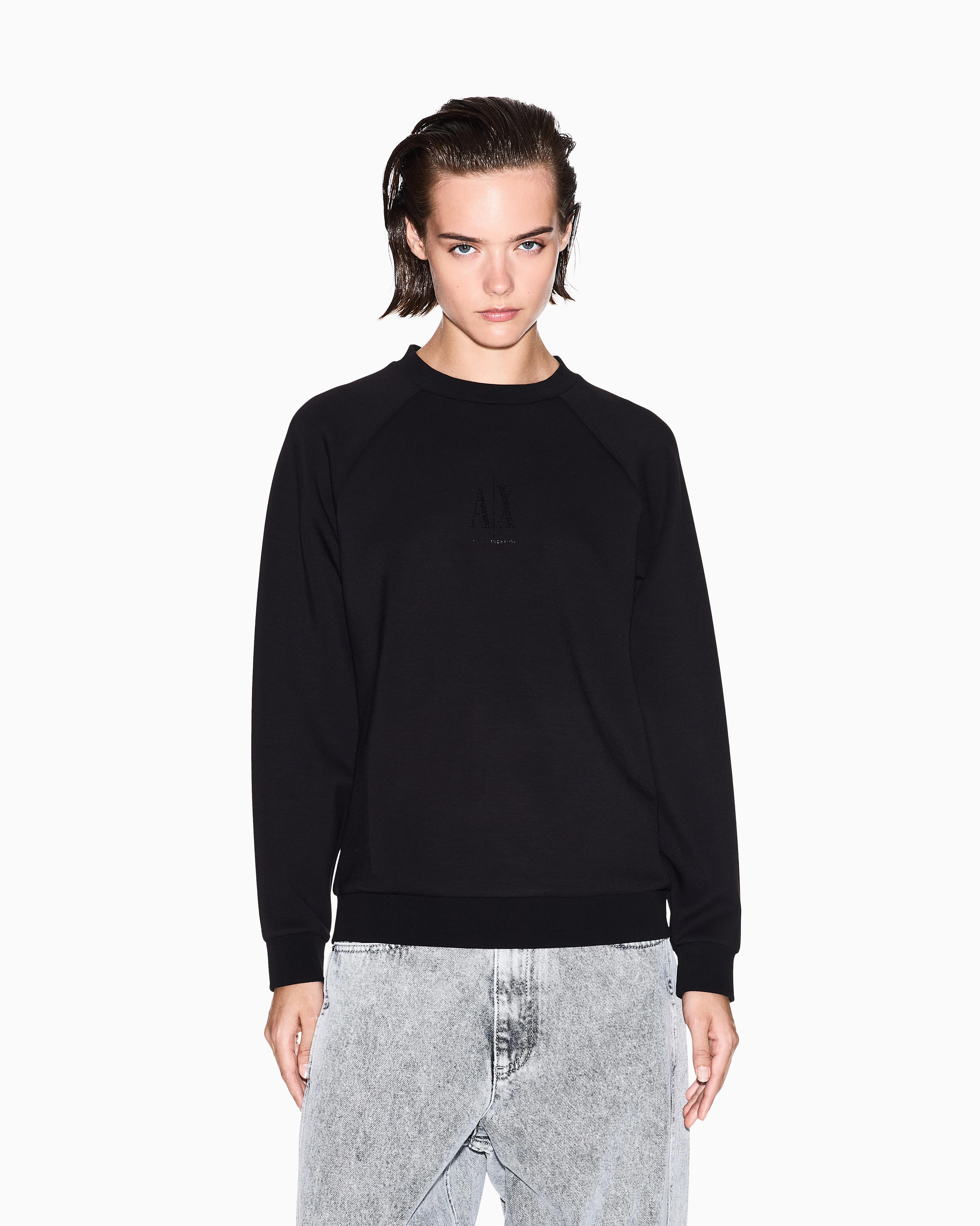 Armani Exchange Armani Exchange Kadın Regular Fit Bisiklet Yaka Uzun Kol Pamuklu Siyah Sweatshirt XW000826 AF13397-UC001
