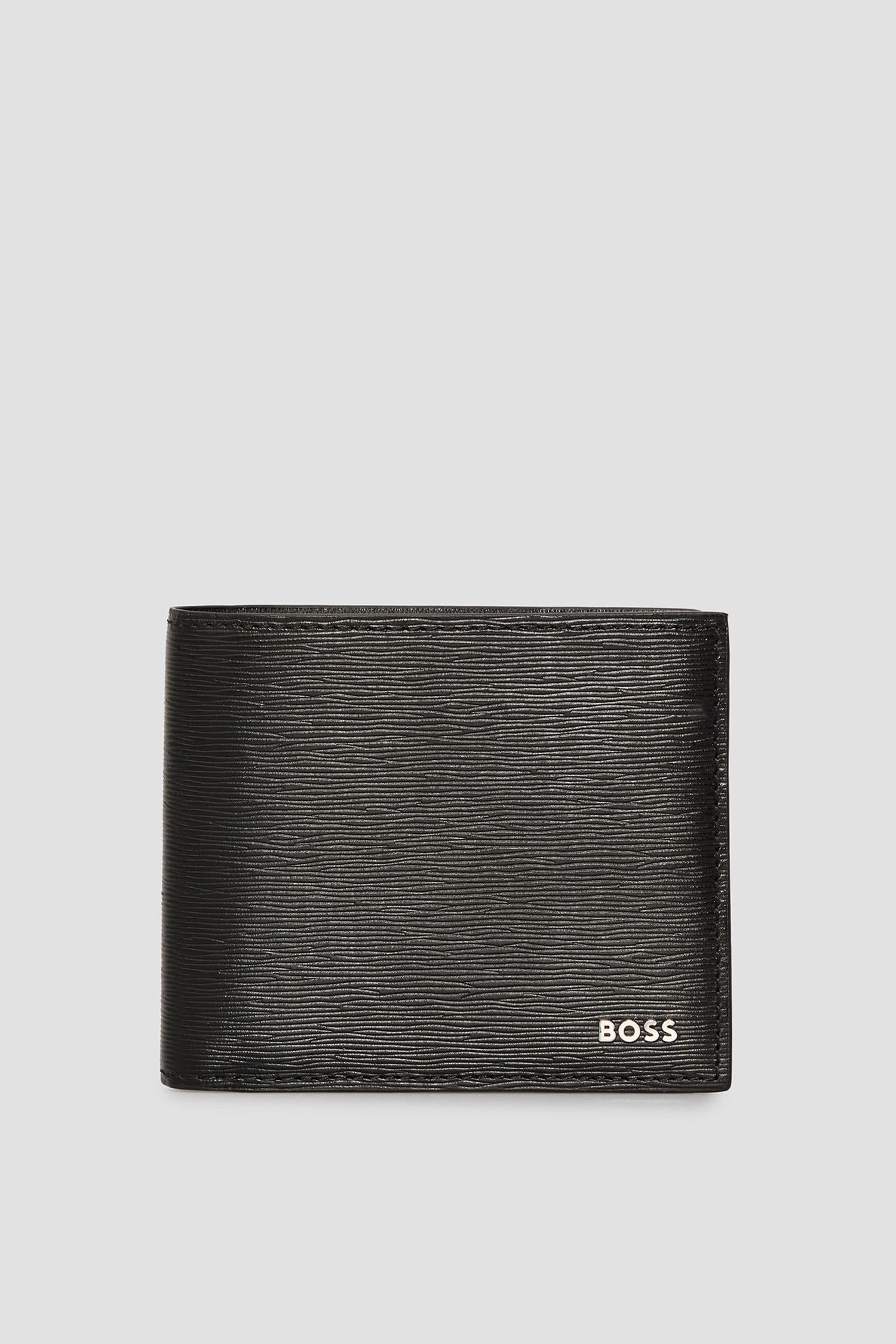 BOSS  BOSS Erkek %100 Dokulu Deri Dış Yüzey Ana Para Bölmeli Metalik Logolu Siyah Kartlık 50548824-001
