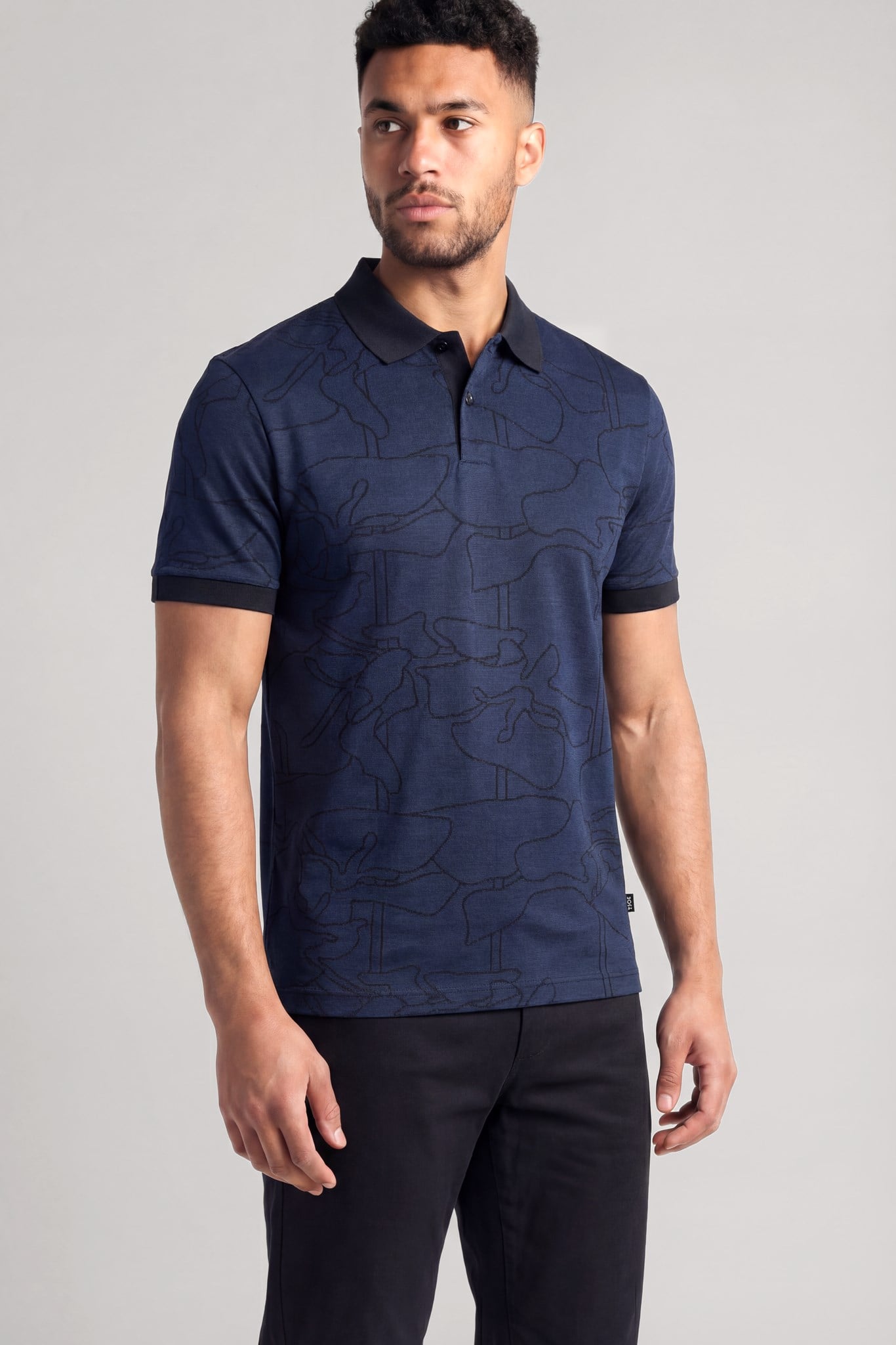 BOSS  BOSS Erkek %100 Pamuklu Logolu Kısa Kollu Mavi Polo Yaka T-Shirt 50558855-404