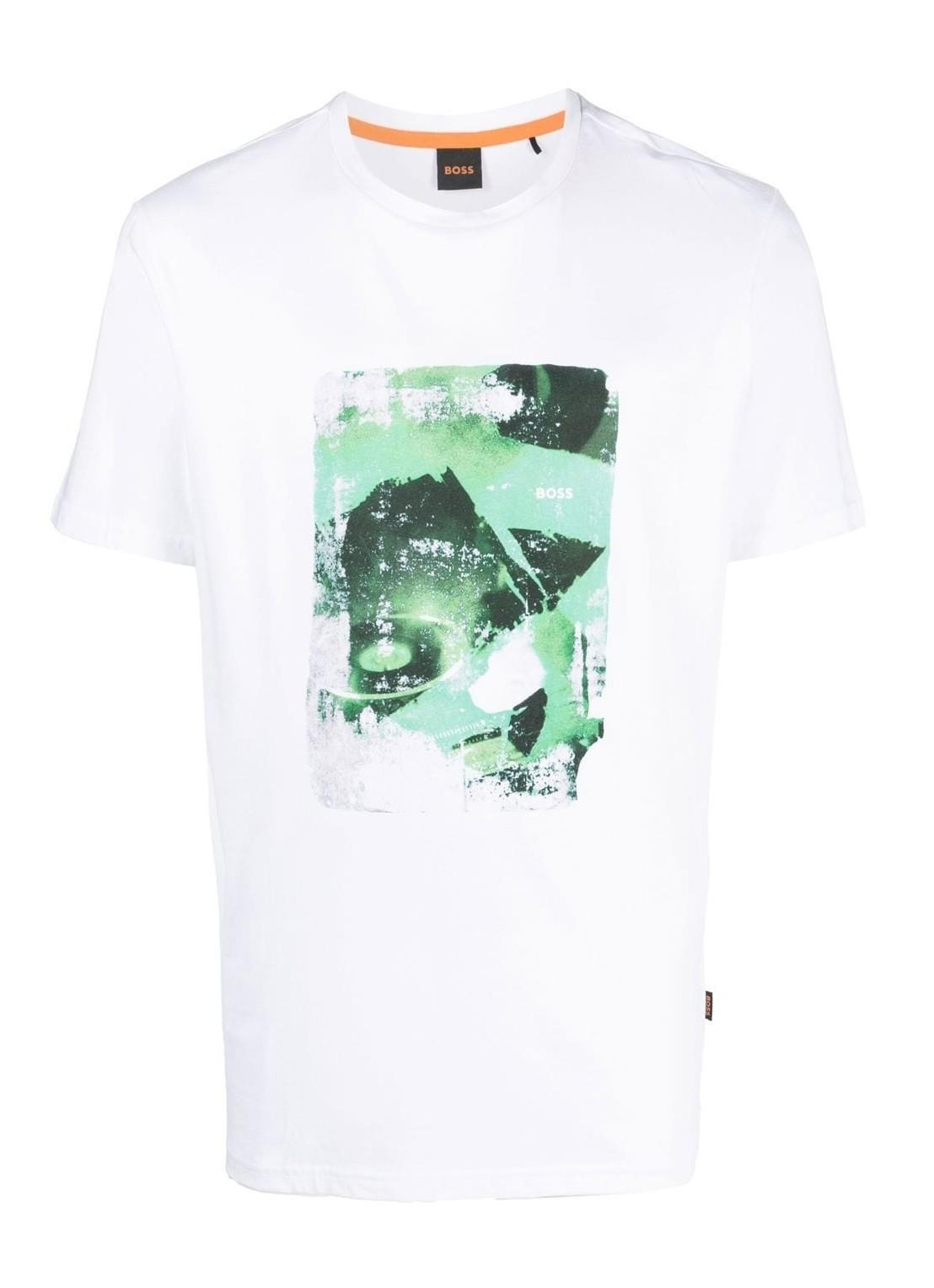 BOSS BOSS Erkek Baskılı Regular Fit Pamuklu Beyaz T-Shirt 50485165-100