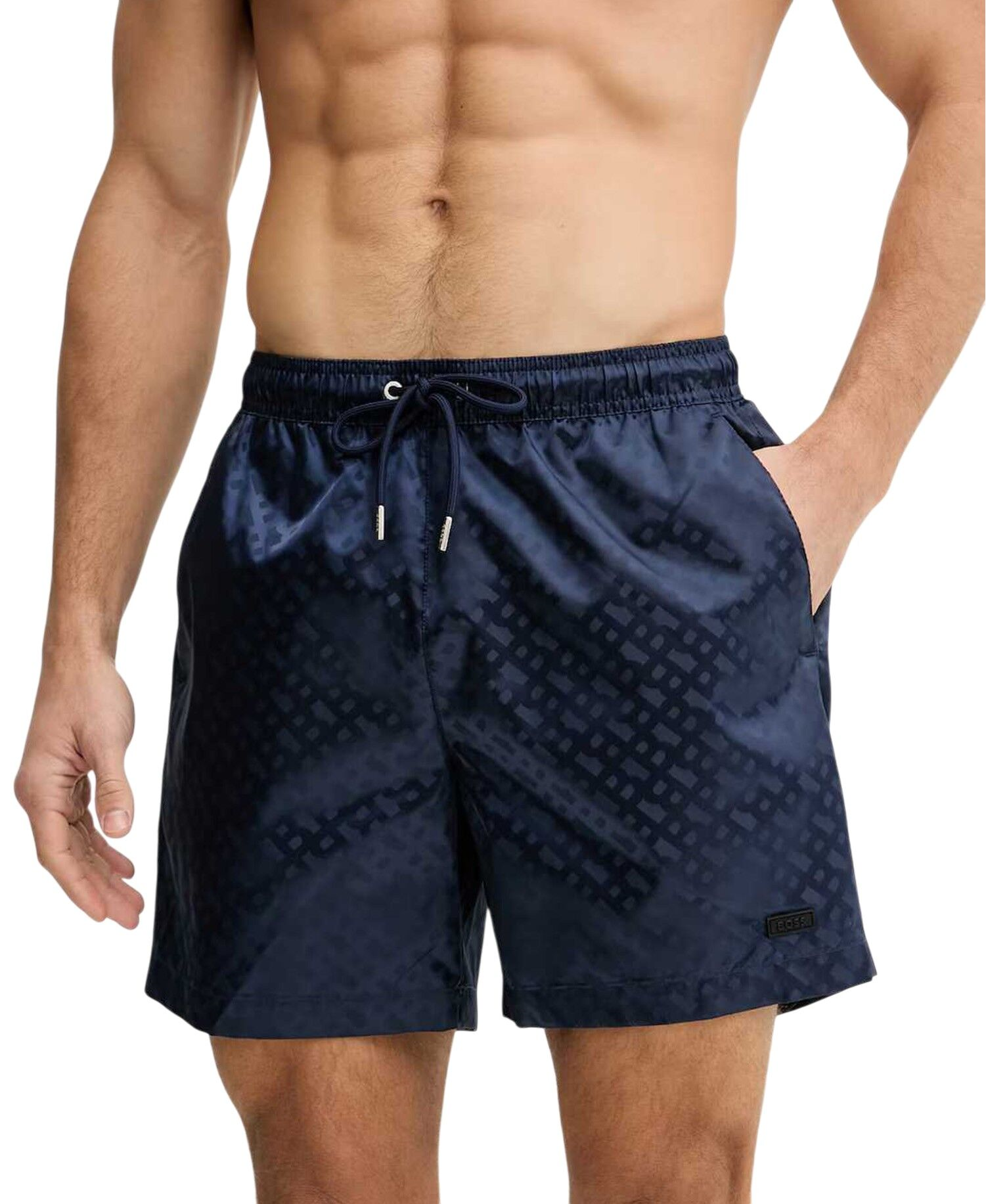 BOSS  BOSS Erkek Beli Lastikli Bağlamalı Kısa Boy Mavi Mayo 50561181-413