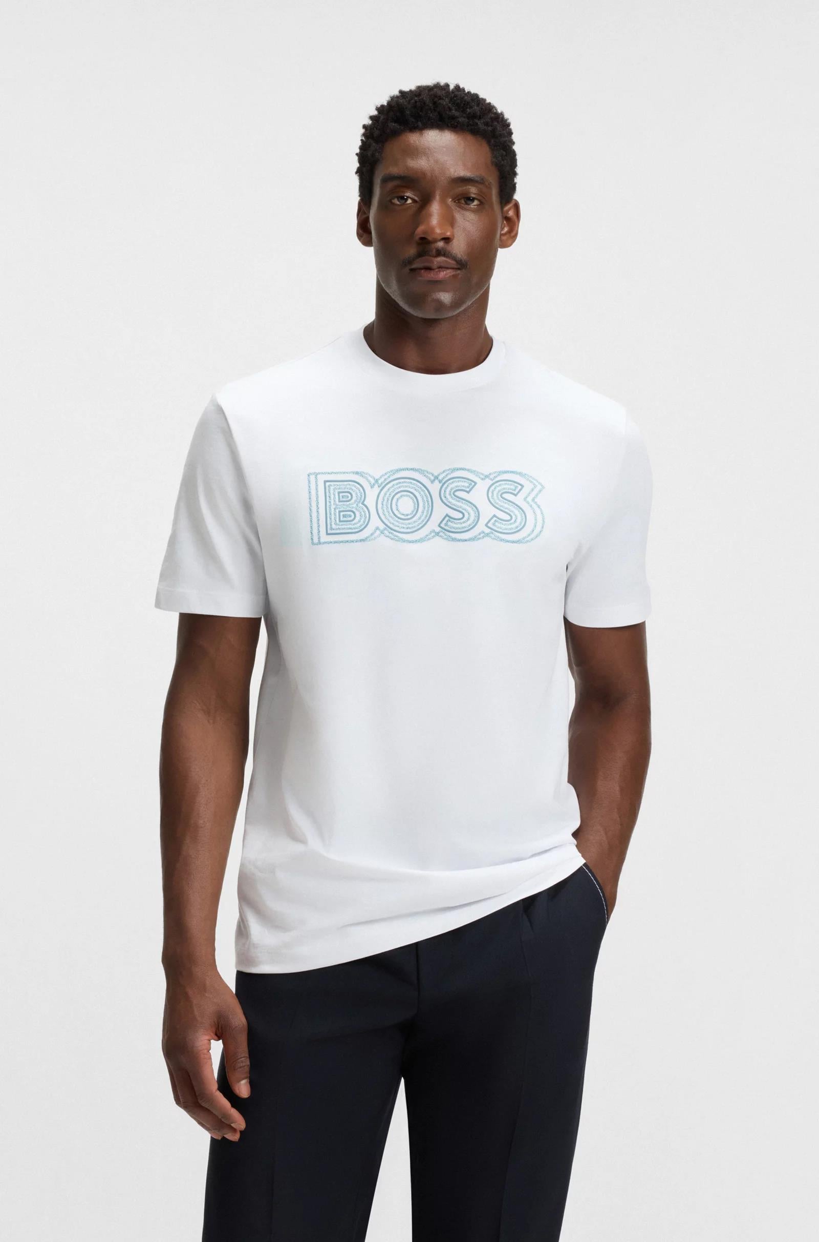 BOSS BOSS Erkek Boss Yazı Detay Bisiklet Yaka Kısa Kol Pamuklu Beyaz T-Shirt 50543916-100
