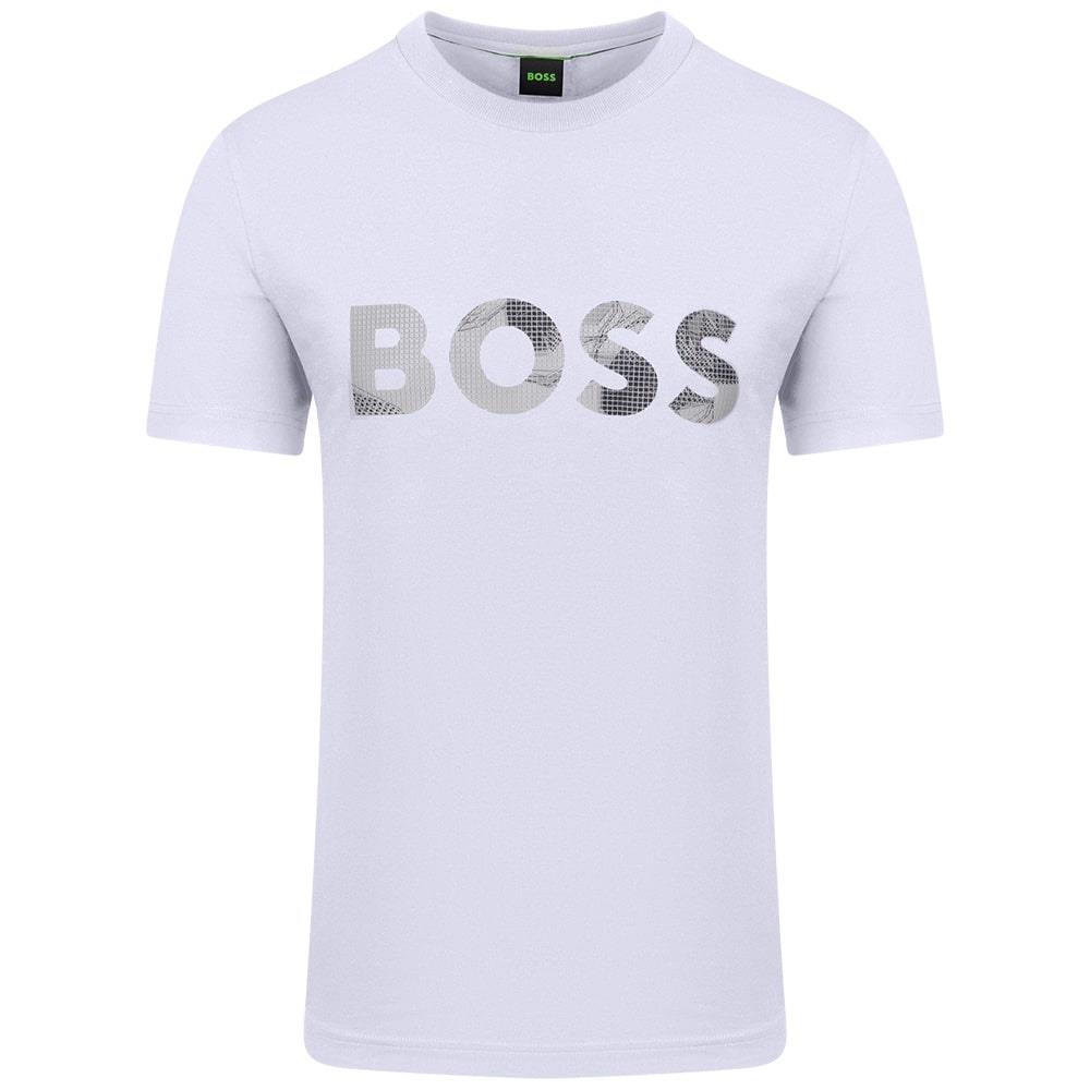 BOSS BOSS Erkek BOSS Yazılı Kısa Kollu Bisiklet Yaka Beyaz T-Shirt 50537834-100