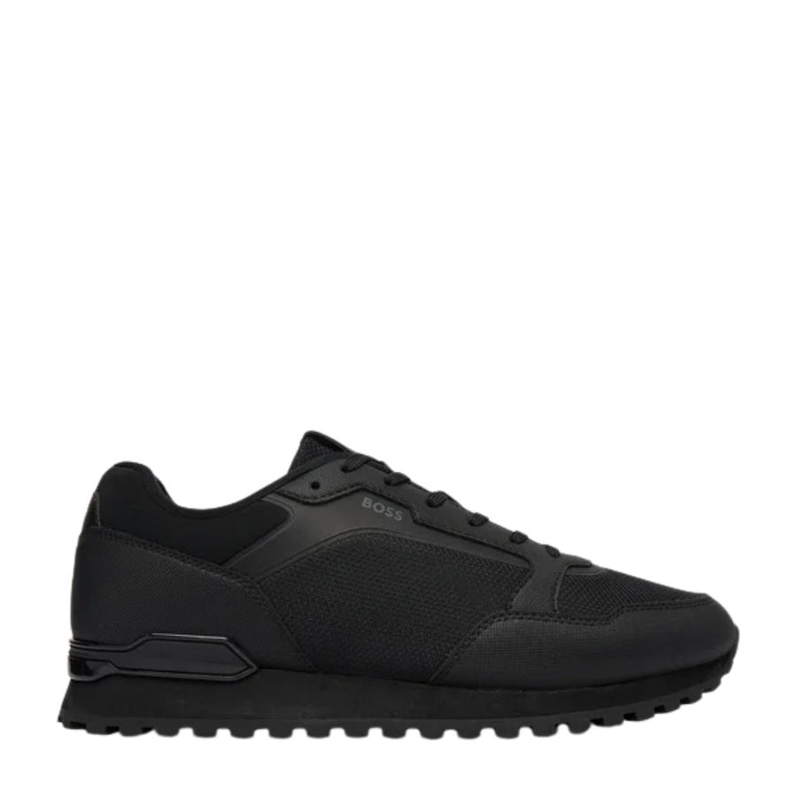 BOSS  BOSS Erkek Deri Rahat Yumuşak Taban Yuvarlak Burun Fileli Siyah Sneaker 50563822-005