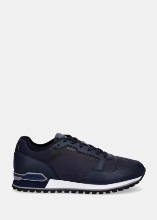 BOSS  BOSS Erkek Deri Rahat Yumuşak Taban Yuvarlak Burun Fileli Lacivert Sneaker 50563822-401