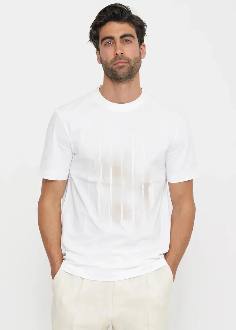BOSS  BOSS Erkek Desenli Bisiklet Yaka Kısa Kol Beyaz T-Shirt 50559754-100