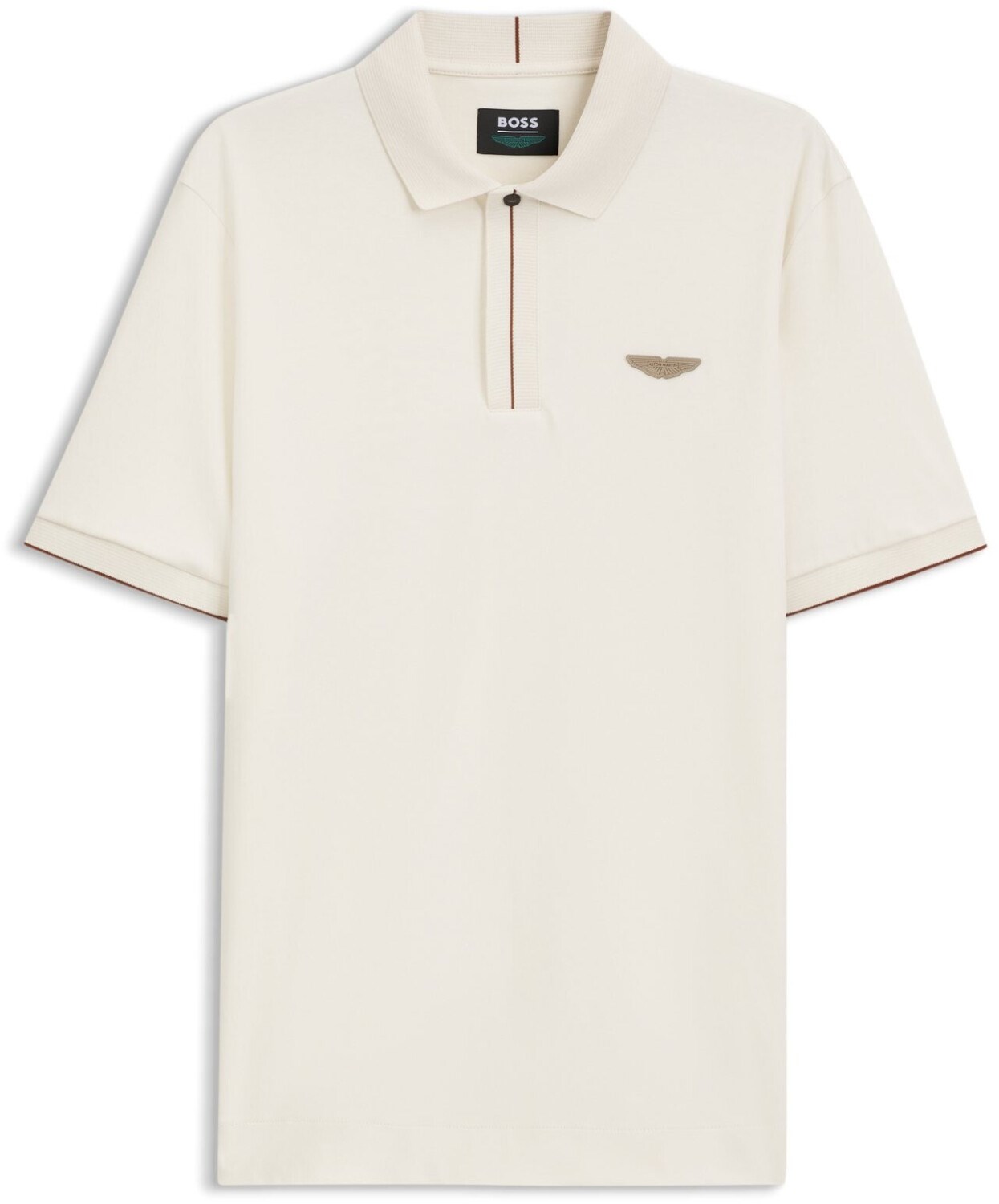BOSS  BOSS Erkek Düğme Kapama Kısa Kol Düz Regular Fit Ekru Polo Yaka T-Shirt 50575003-118